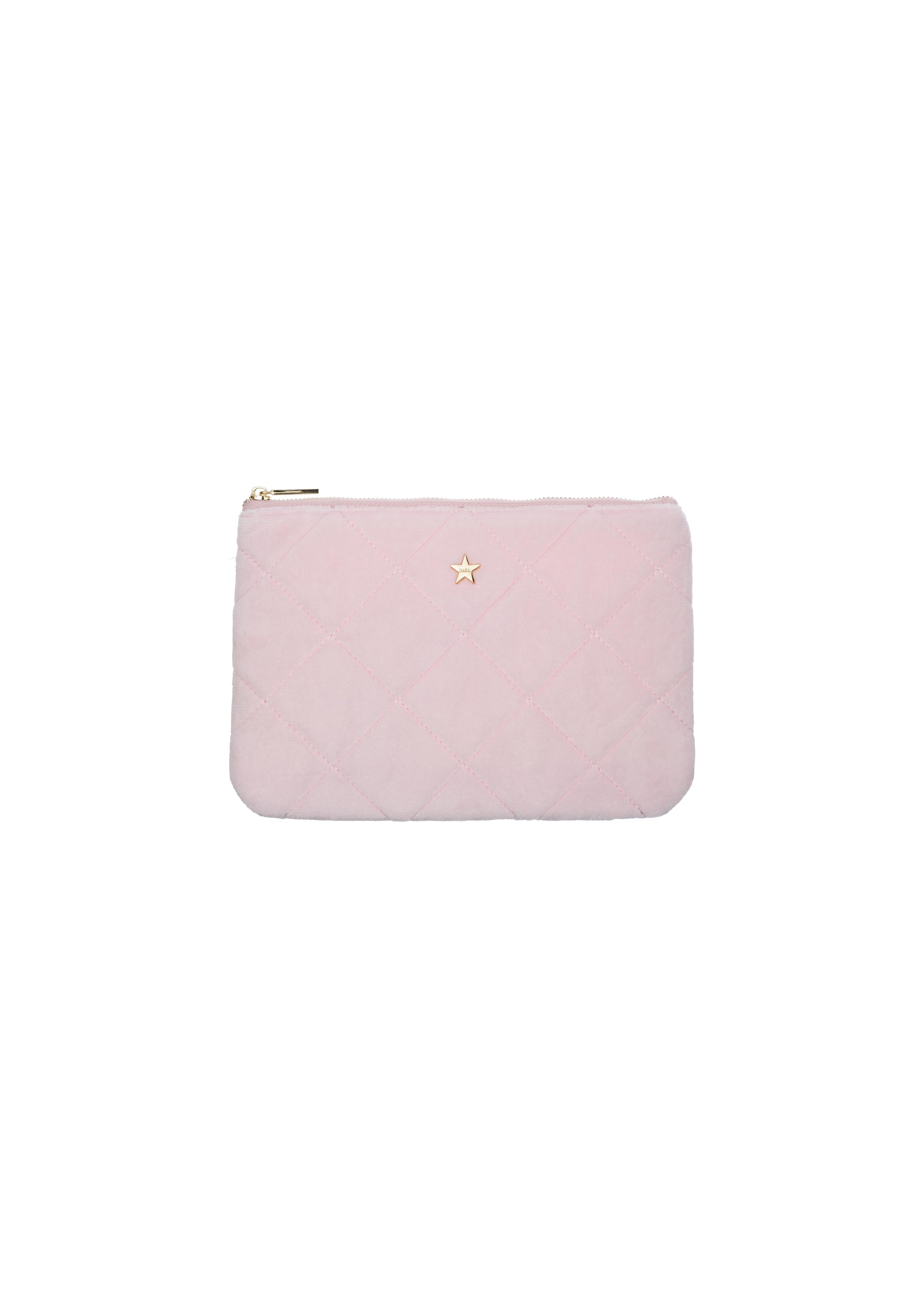 Velvet Quilted Small Pouch Cotton Candy - Pink