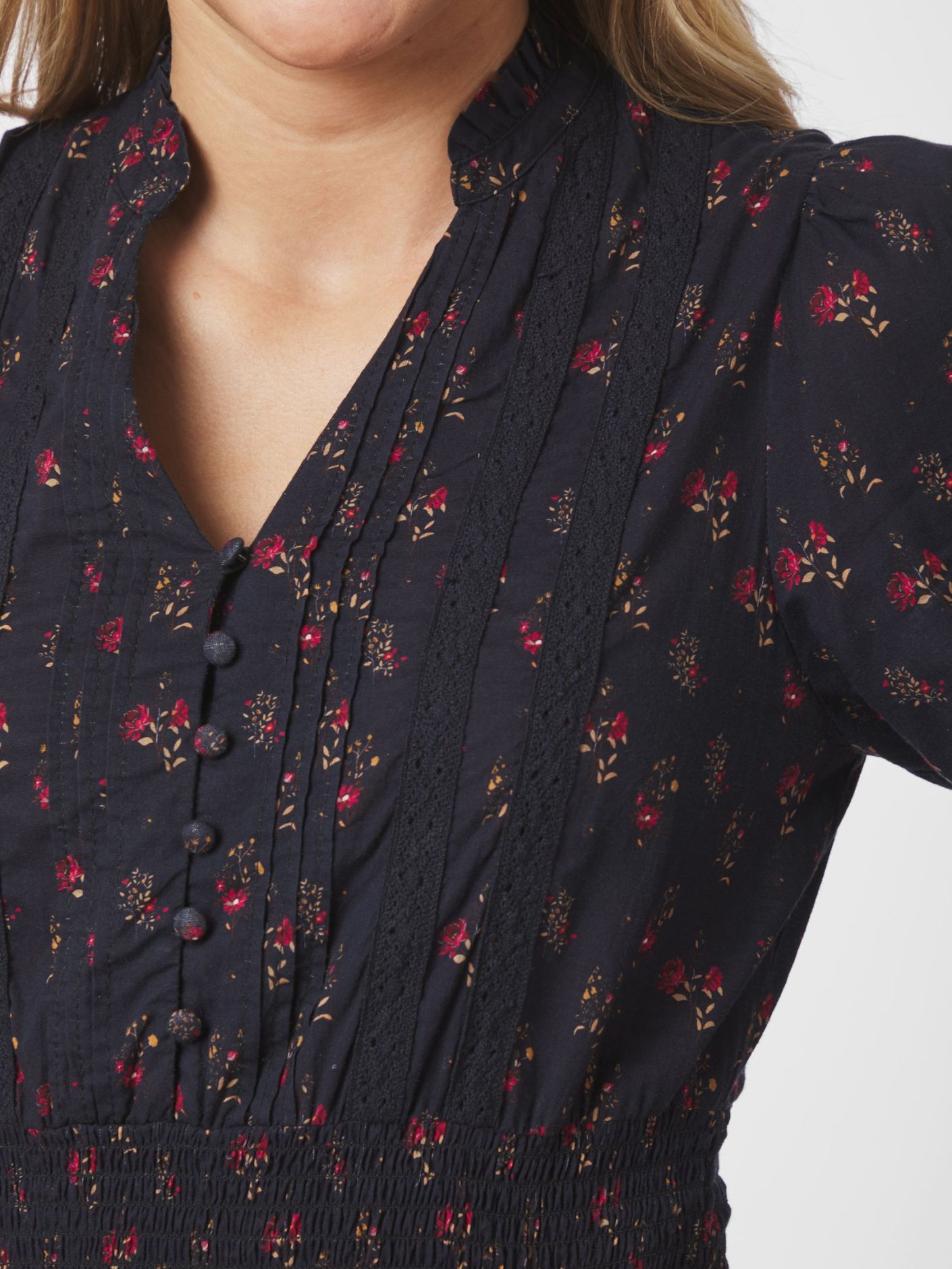Cornell Fine Print Dress Dark Navy - Navy