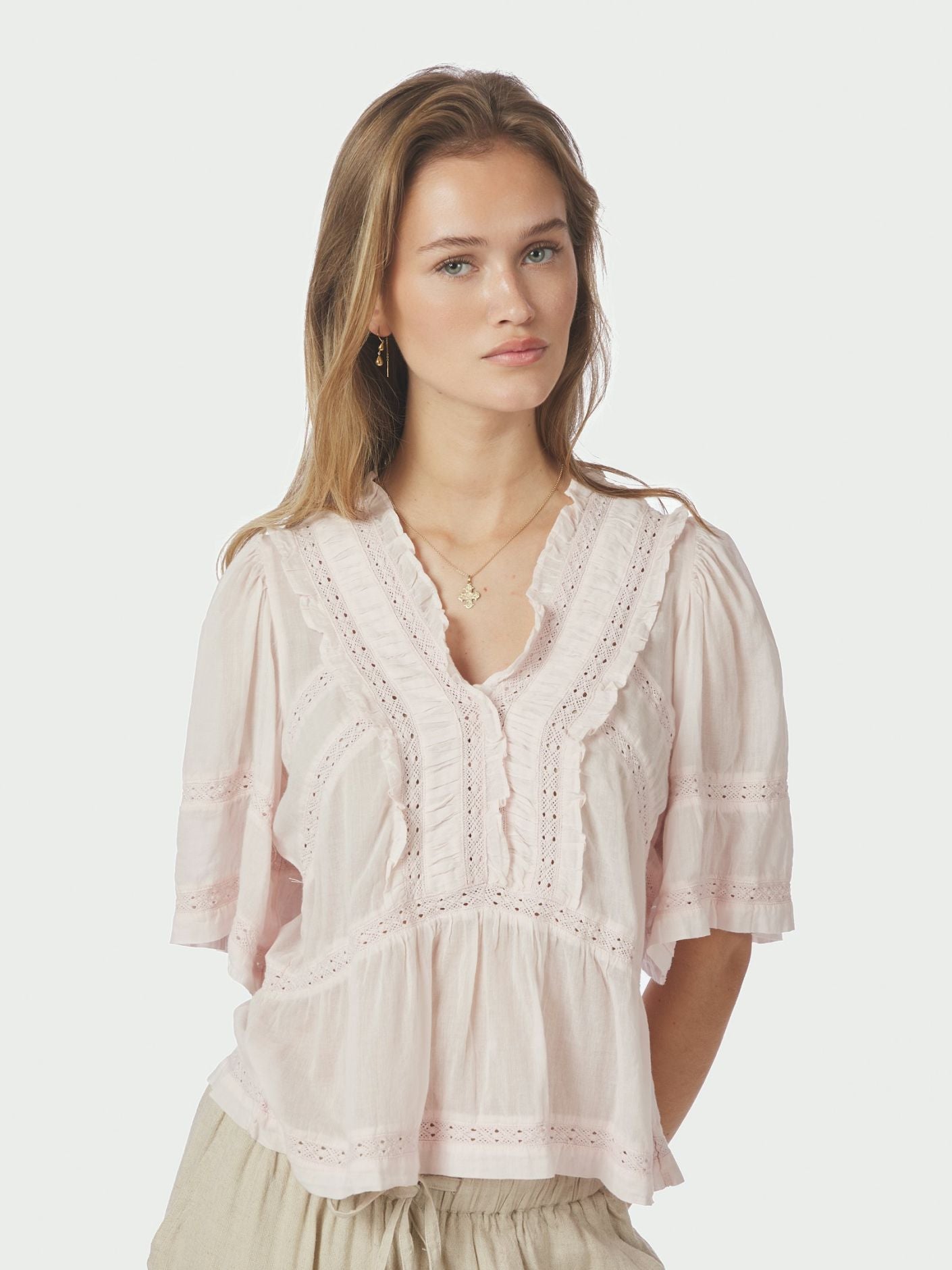 Evienne S Voile Top Light Pink - Pink