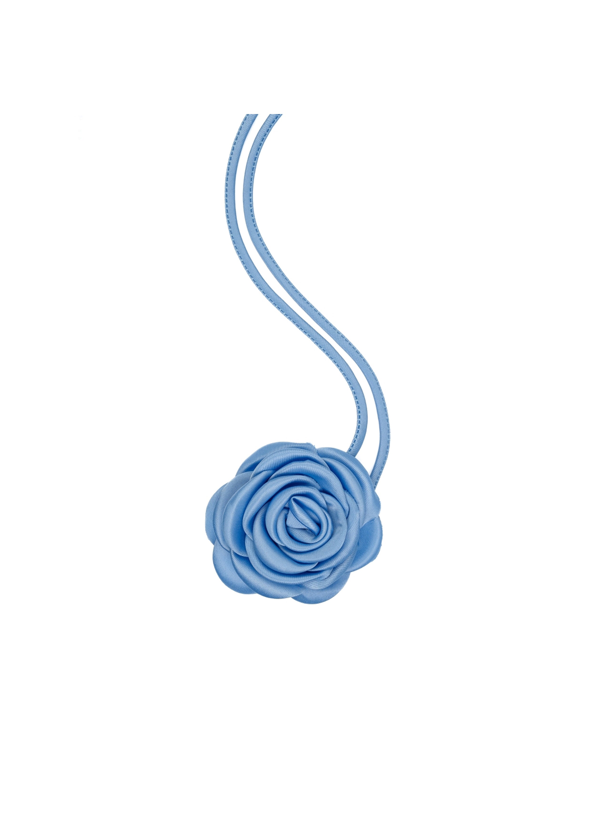 Satin Rose Brooch Ibiza Blue - Sky Blue