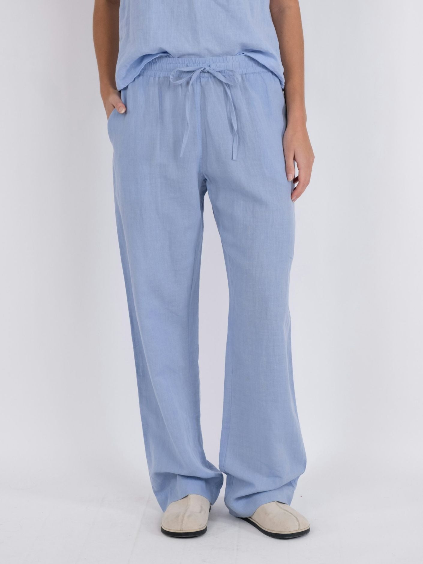 Sonar Linen Pants Light Blue - Sky Blue