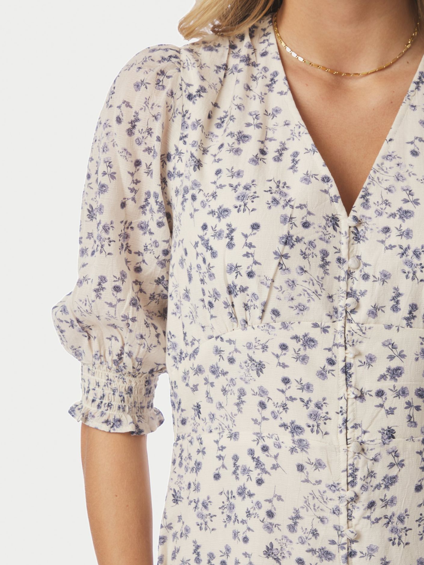 Valley Structure Flower Dress Off White - Off-White