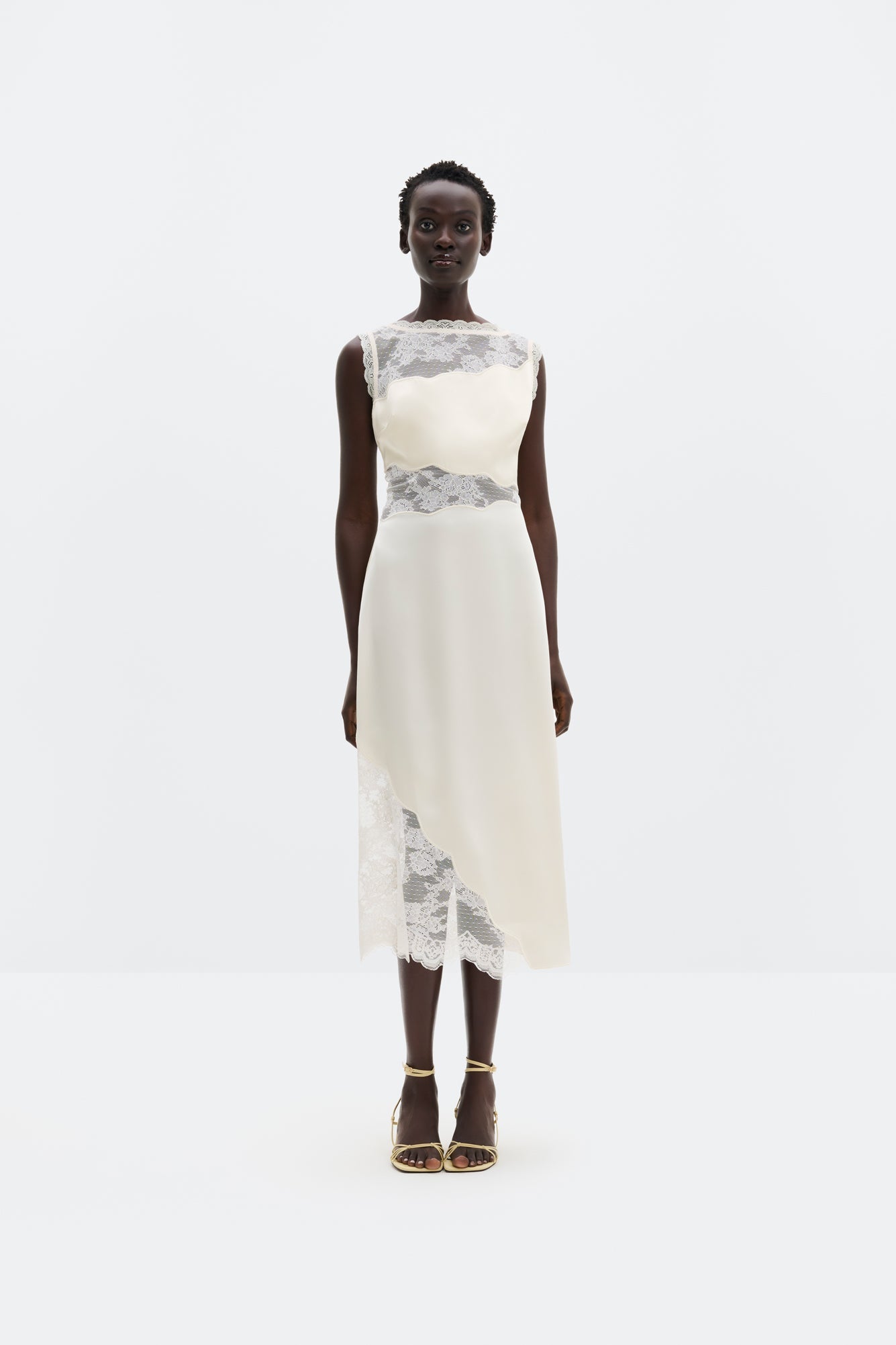 Desire Lace Trimmed Cut Out Midi Dress Vanilla - Cream