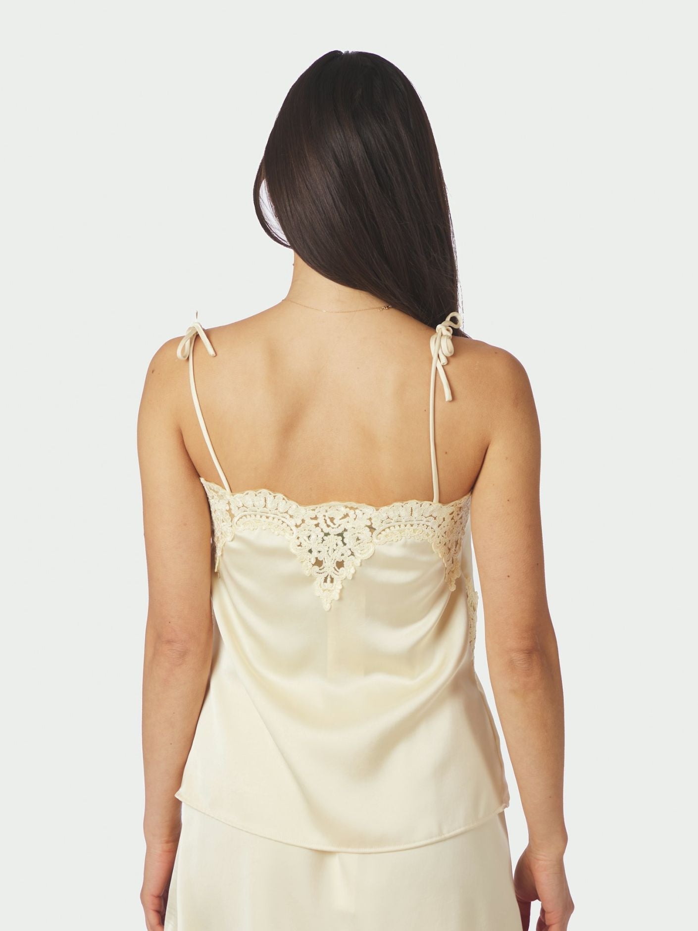 Kaela Heavy Sateen Lace Top Light Yellow - Yellow