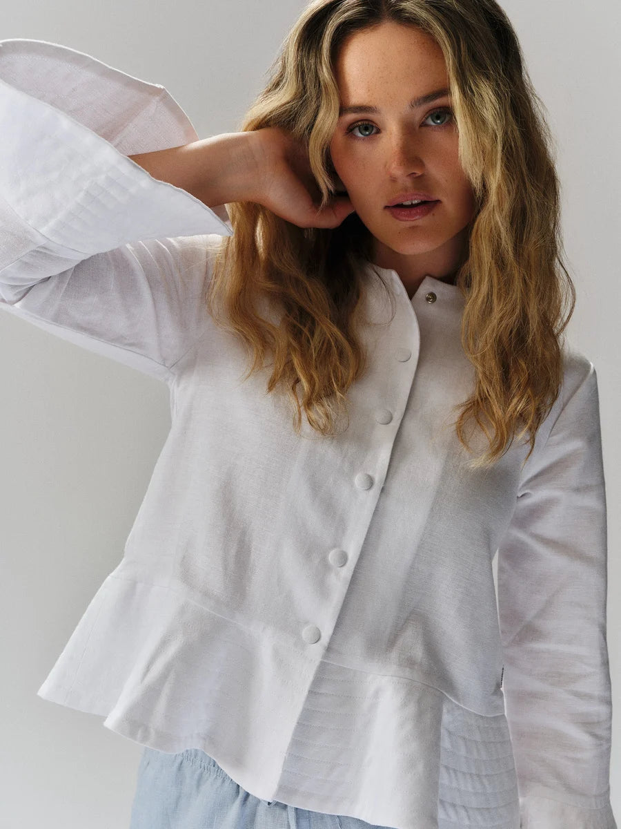Maren Linen Jacket White - White