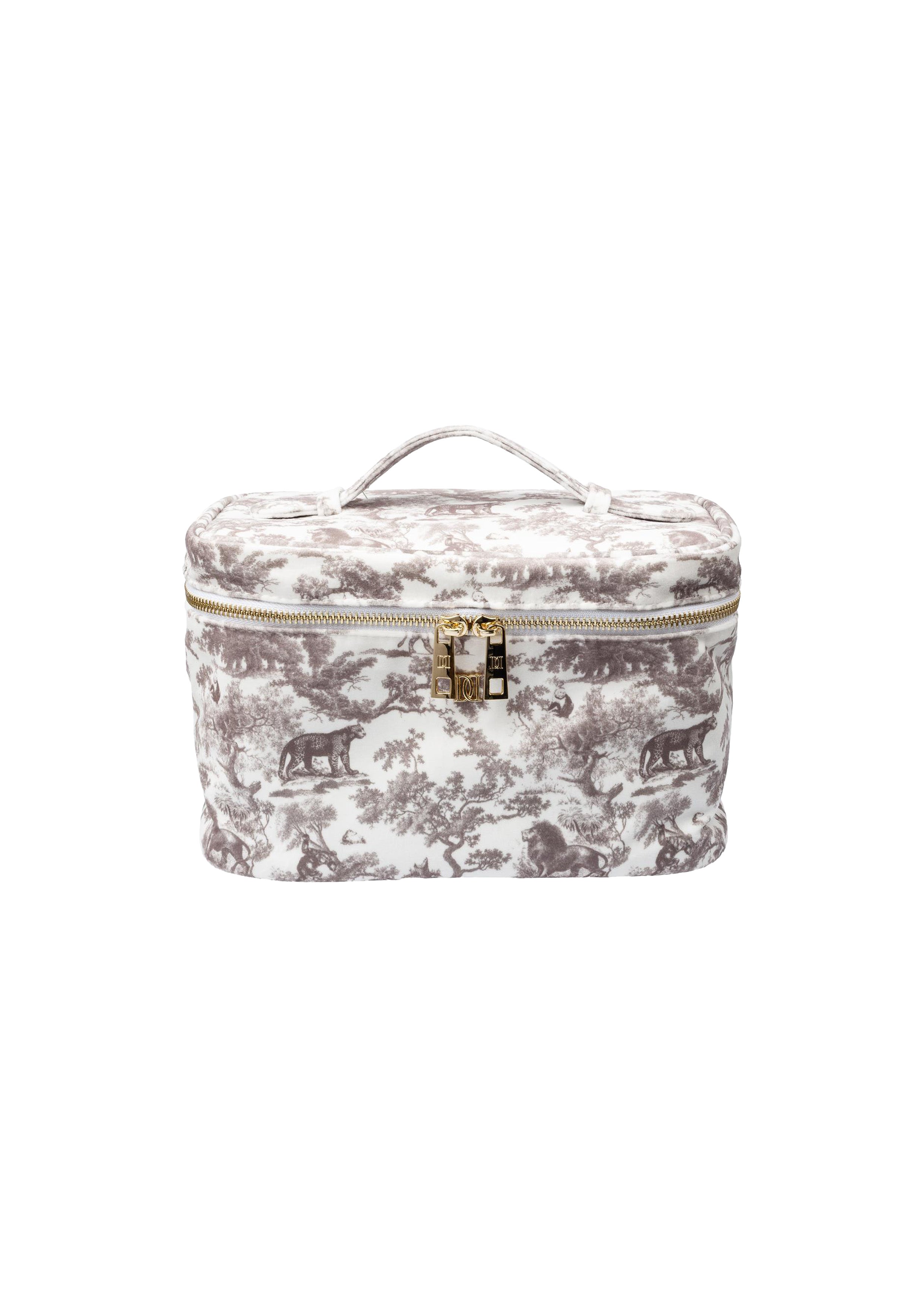 Velvet Vanity Bag Large Warm Taupe Savannah Pattern - Beige