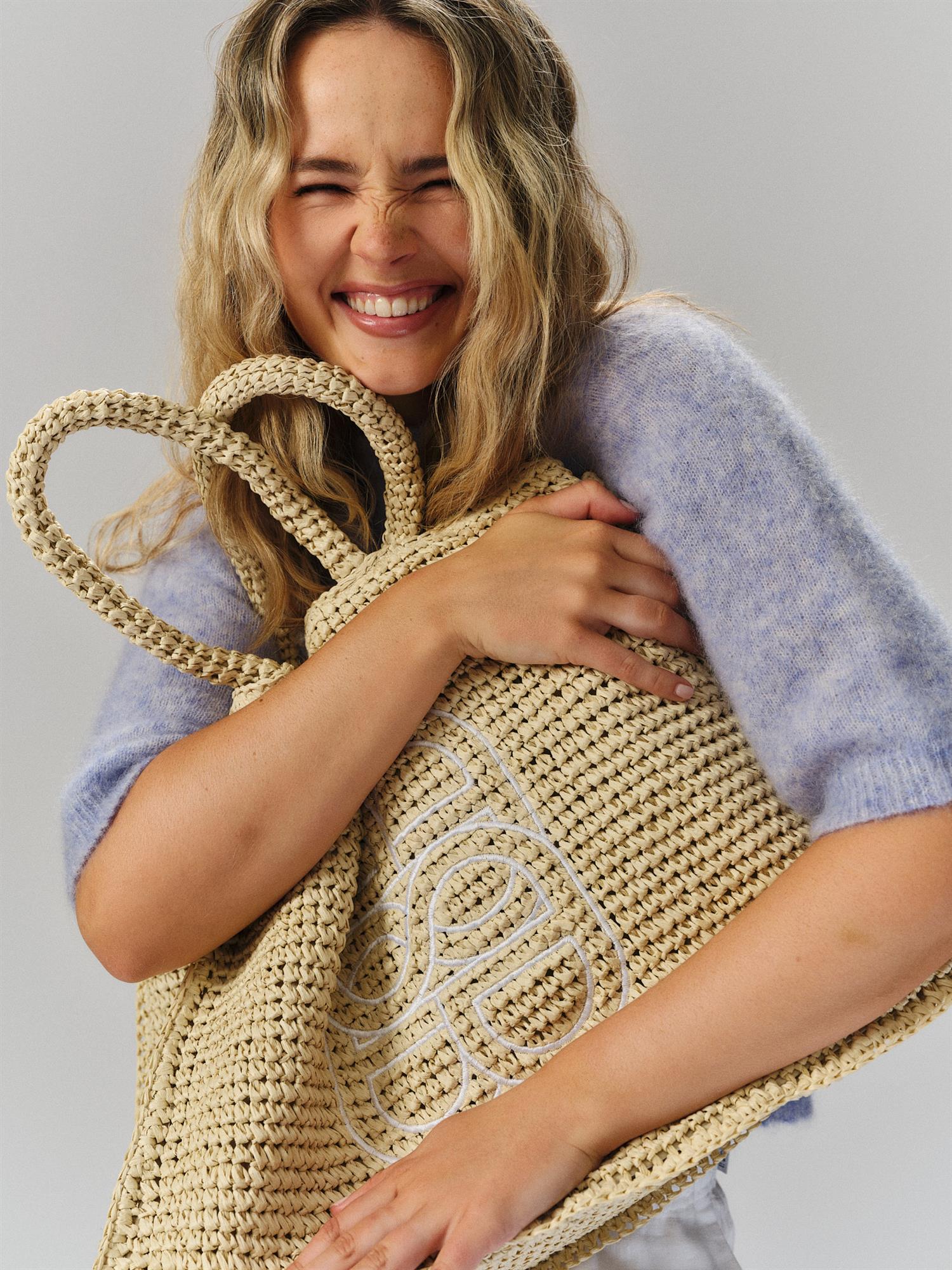 Lene Straw Bag Beige - Beige