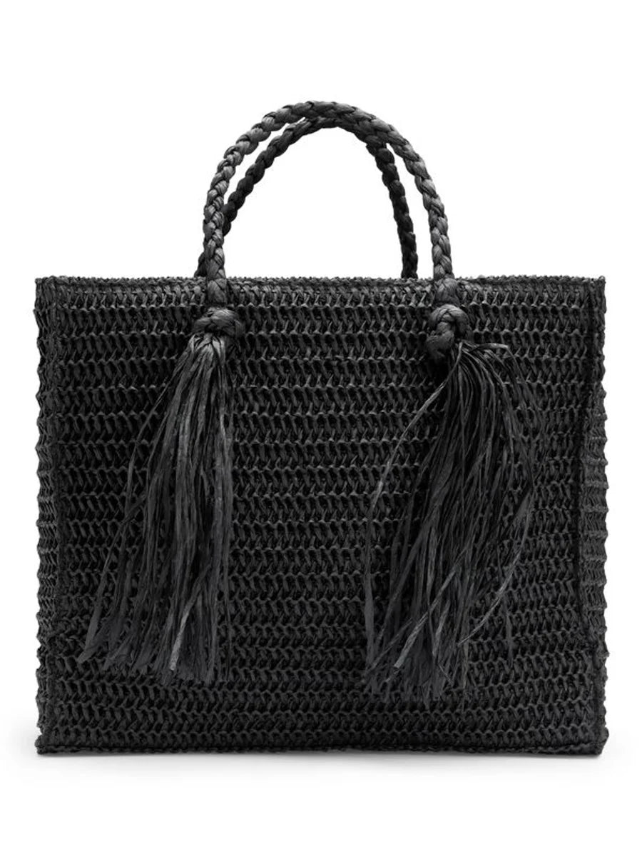 Rikke Straw Bag Black - Black