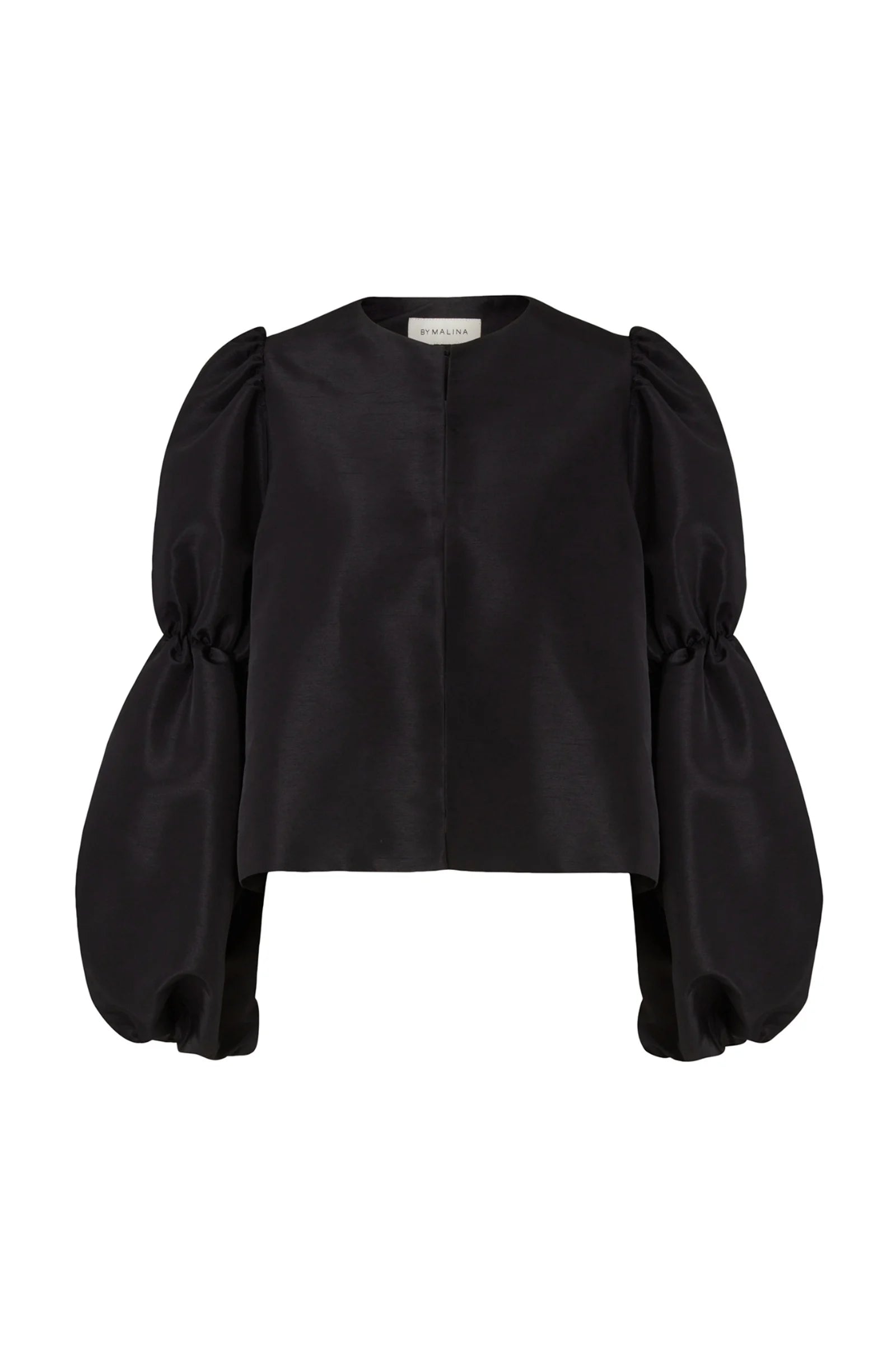 Zoey Double Pouf Sleeve Blouse Black - Black