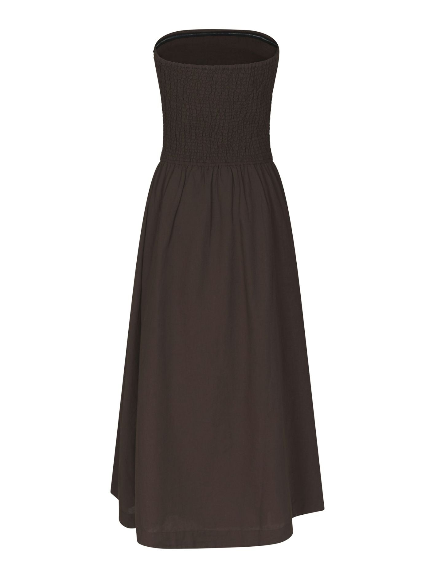 Kima Linen Dress Dark Brown - Beige