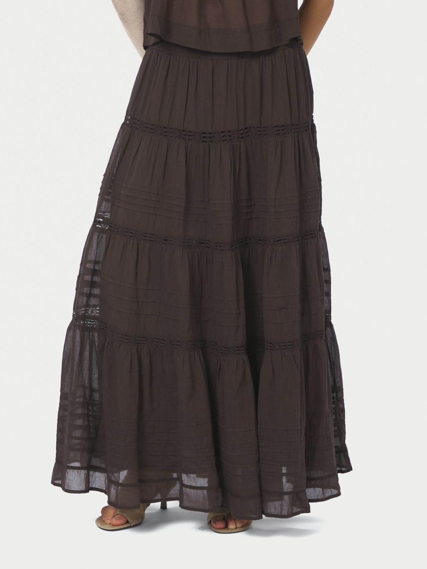 Felicia S Voile Skirt Dark Brown - Chocolate
