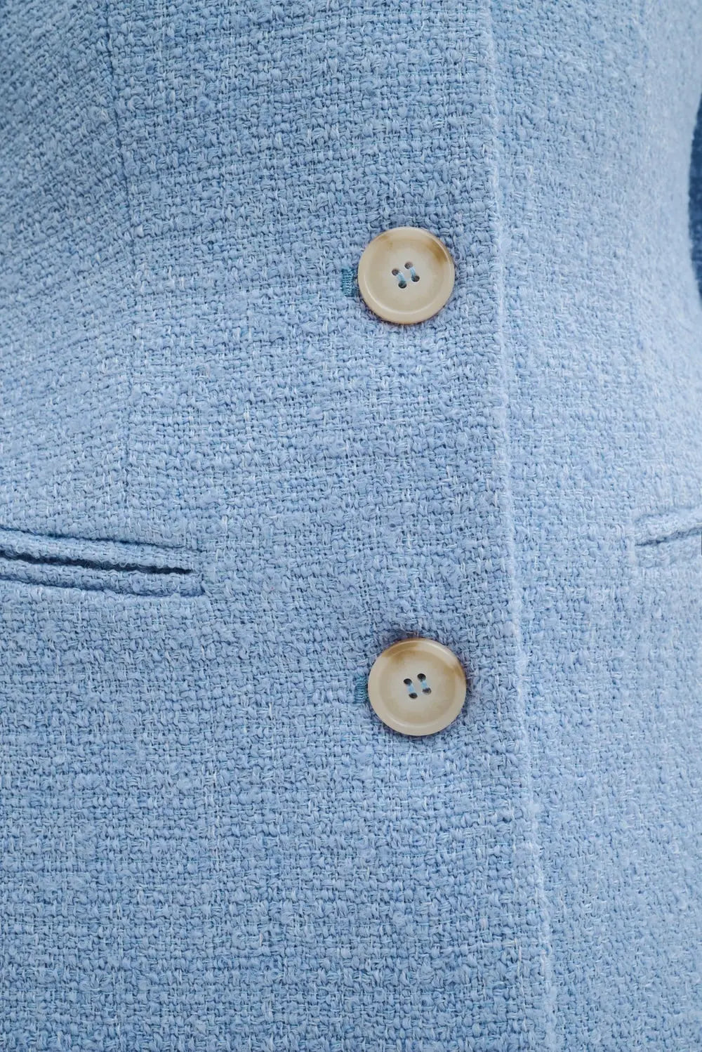 Carol Fitted Round Neck Blazer Sky - Sky Blue