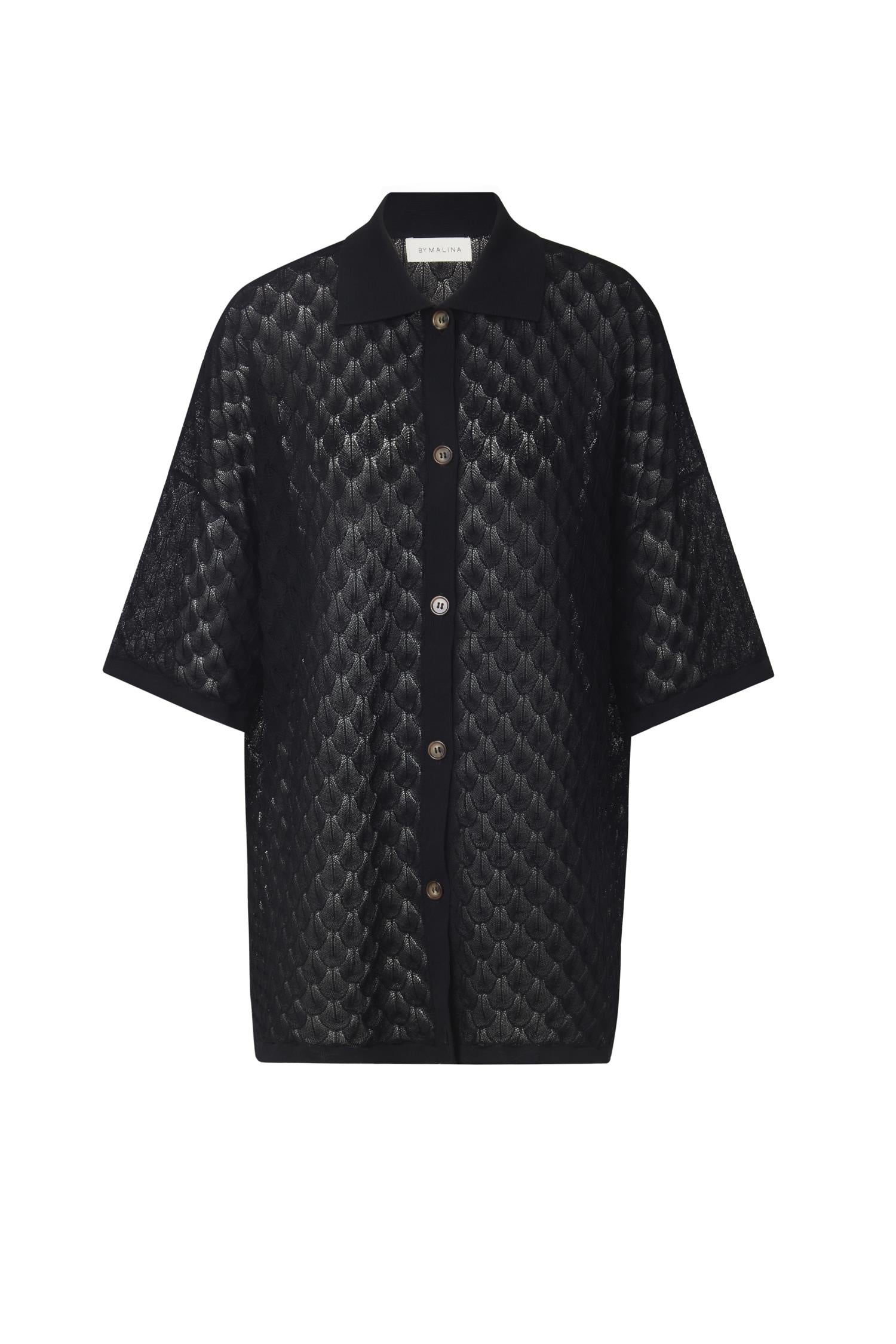 Moa Oversized Knitted Shirt Black - Black