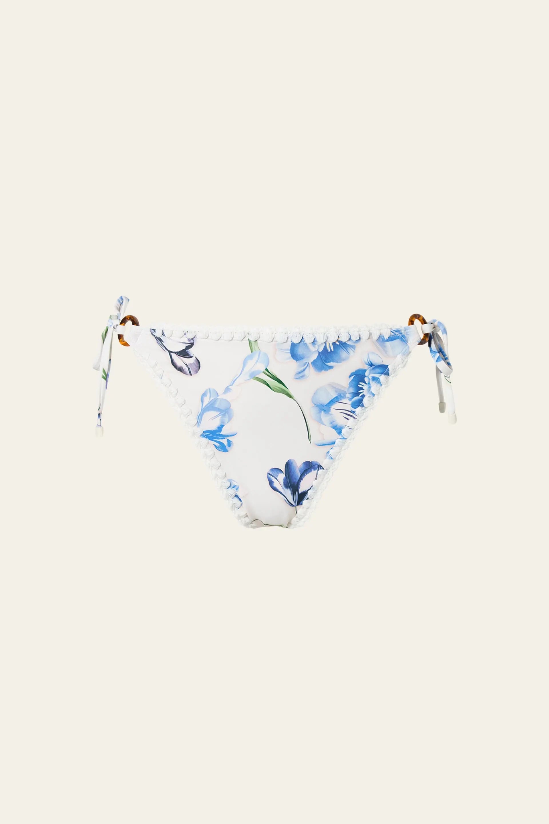 Roselyn Crochet Trimmed Bikini Bottom Tulip Blue - White