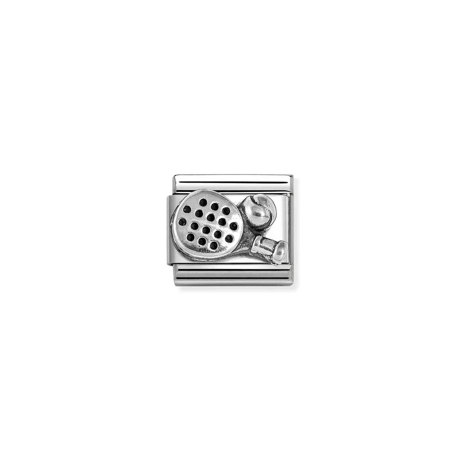 Padel Racket Silver Link Charm - Silver