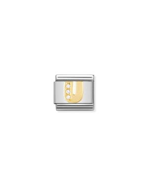 Cubic Zirconia Letter U Gold - Gold
