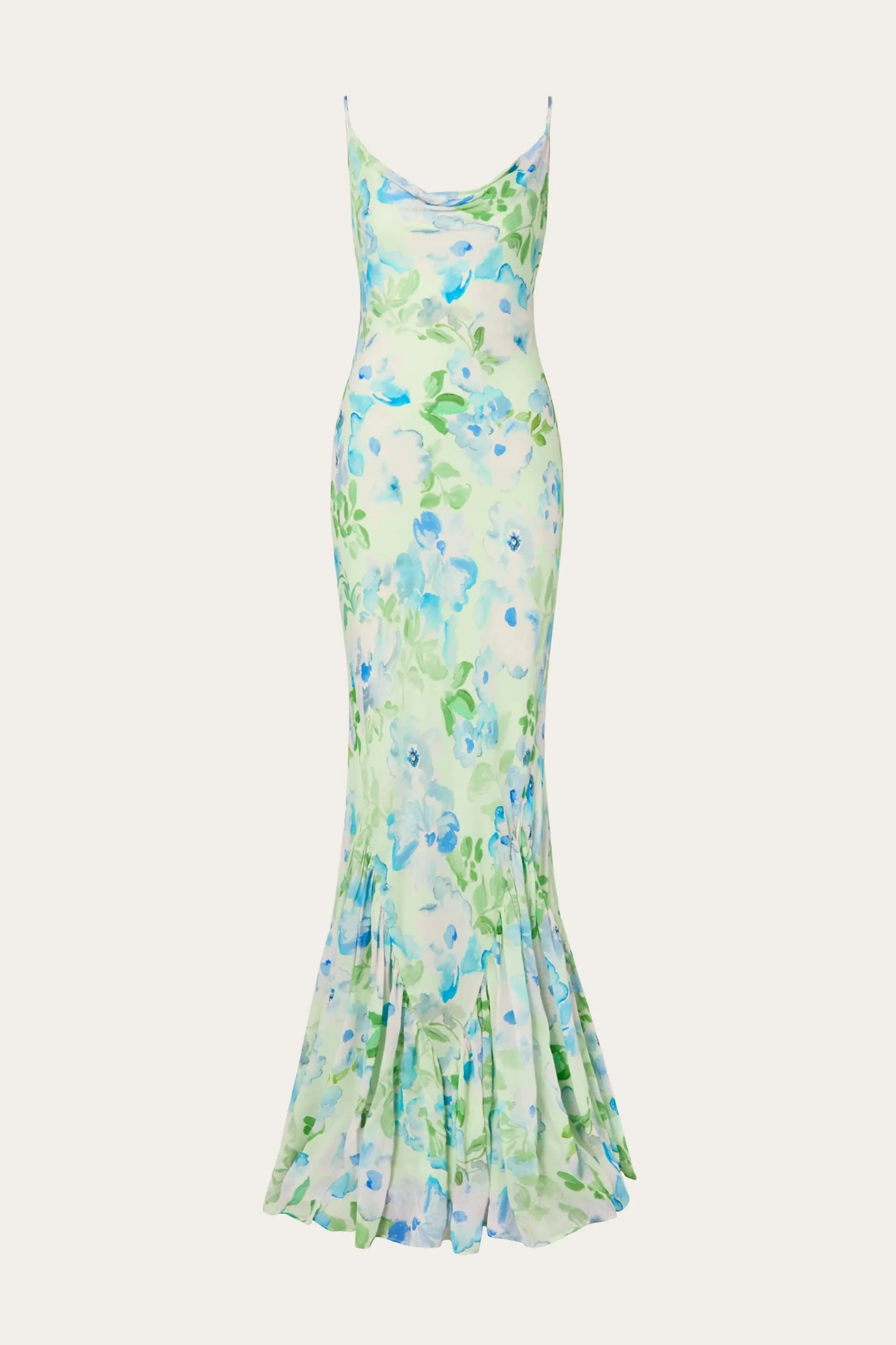 Amaia Chiffon Slip Maxi Dress Pastel Floral Pistachio - Sage