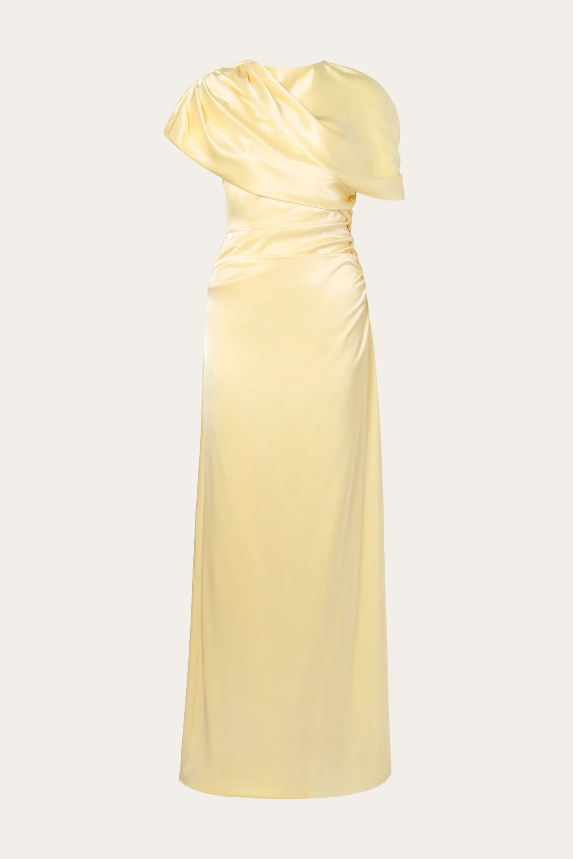 Cassia Draped Fitted Maxi Dress Light Lemon - Yellow