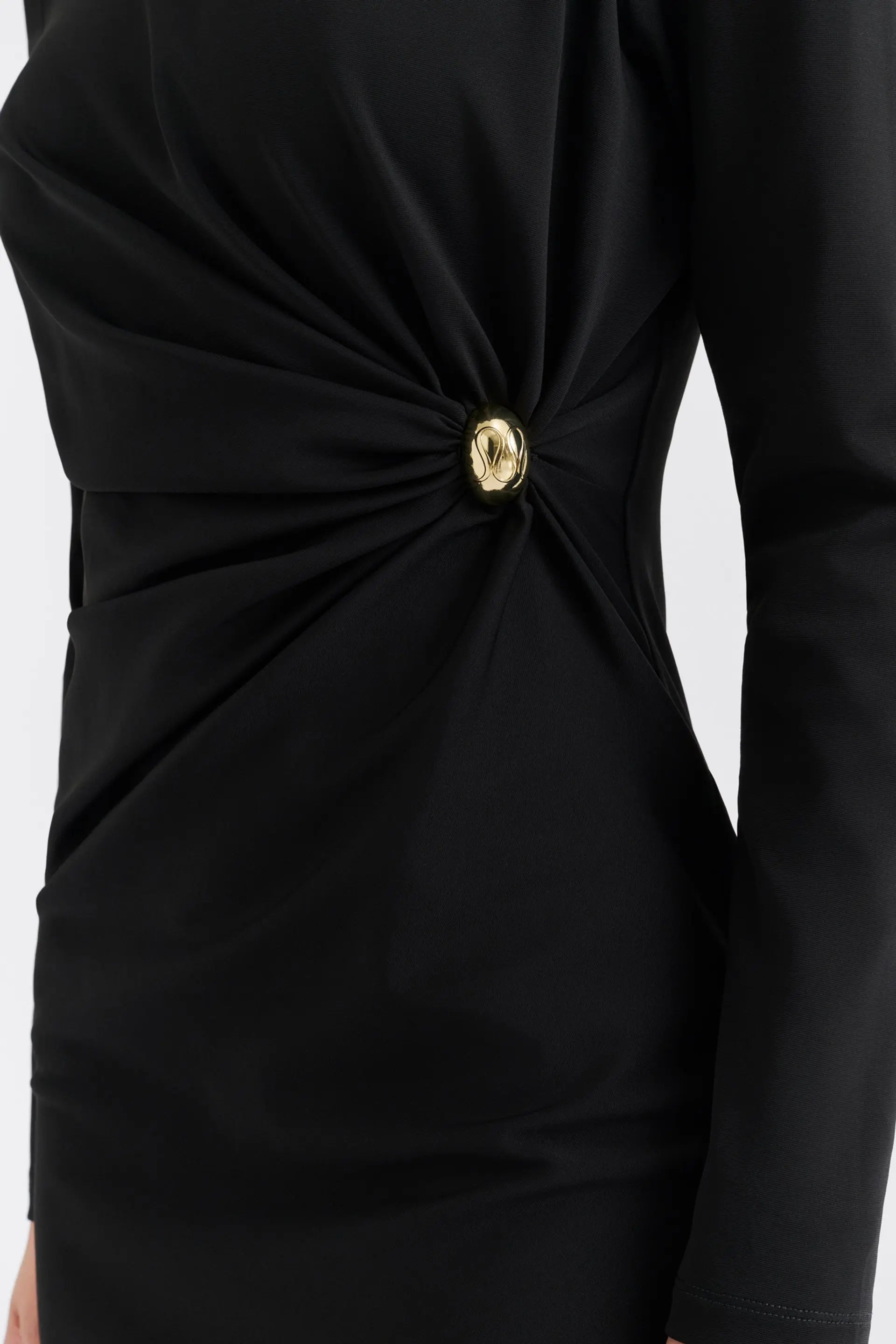 Mailey Jersey Brooch Mini Dress Black - Black