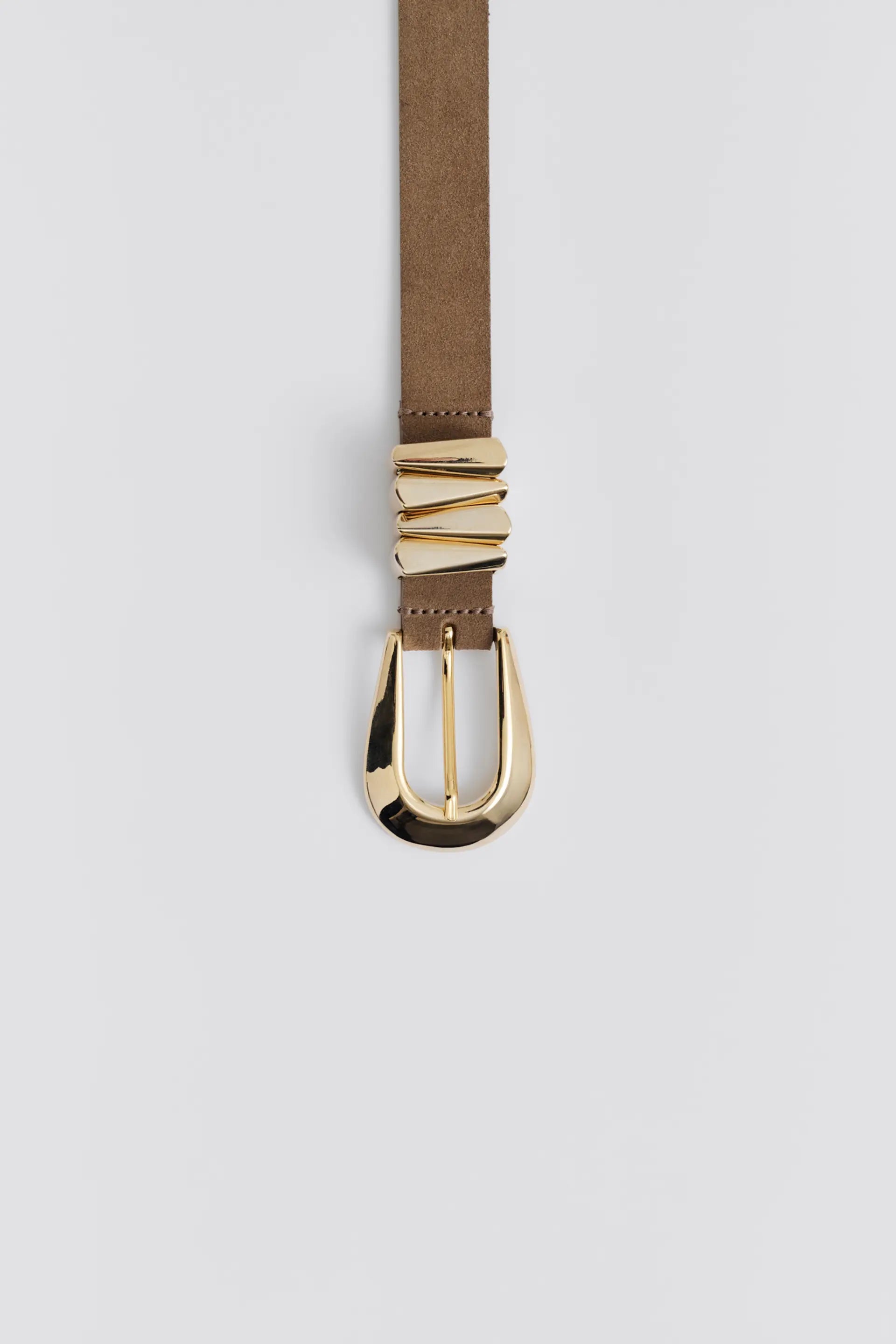 Azelia Buckle Leather Belt Taupe - Beige