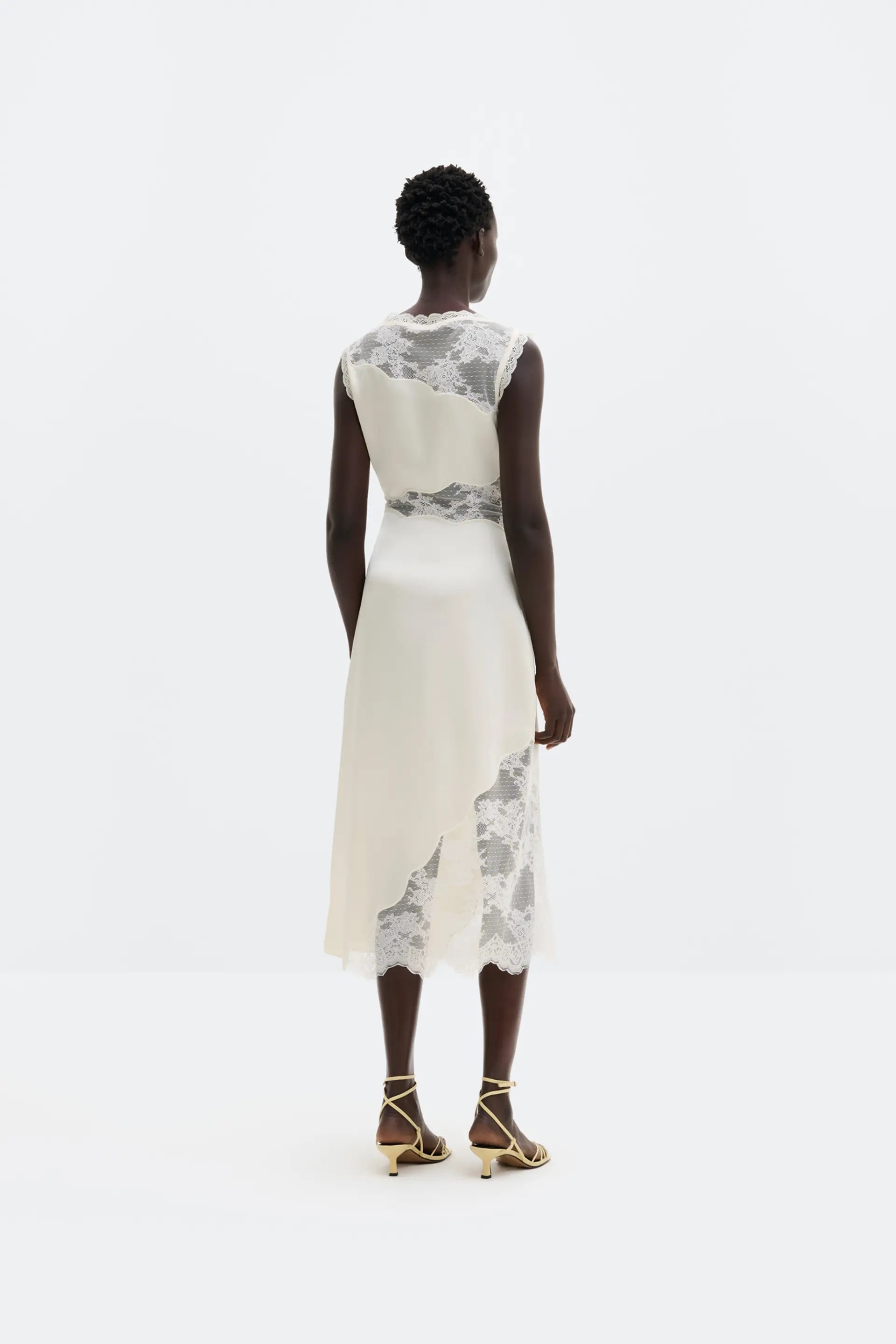 Desire Lace Trimmed Cut Out Midi Dress Vanilla - Cream