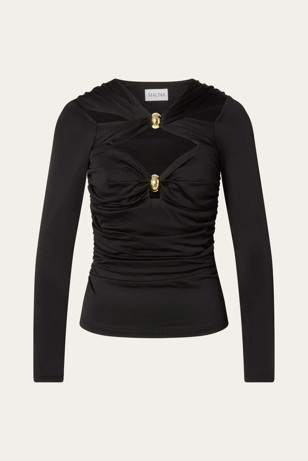 Amela Embellished Long Sleeve Jersey Top Black - Black