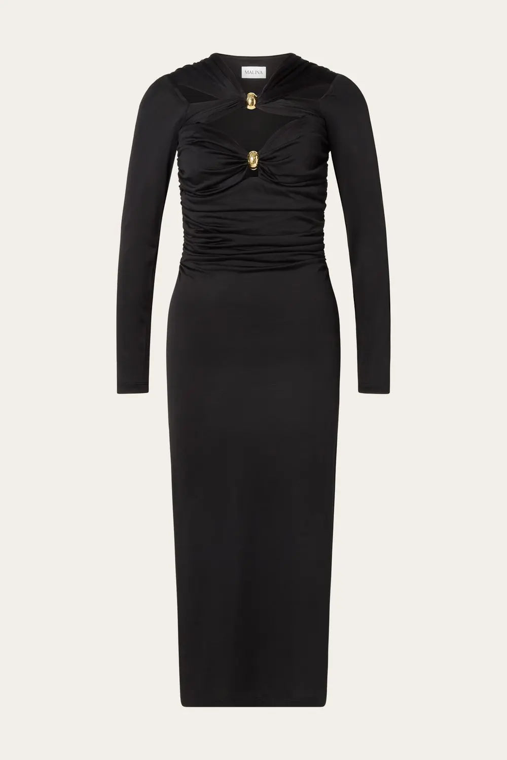 Amela Embellished Jersey Midi Dress Black - Black
