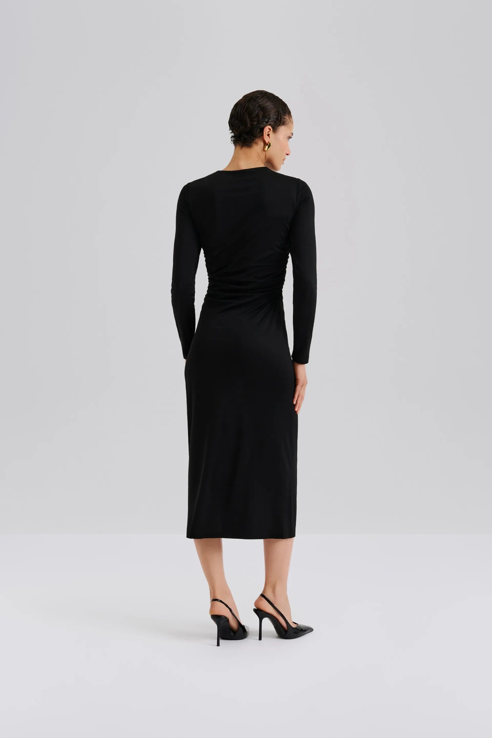 Amela Embellished Jersey Midi Dress Black - Black