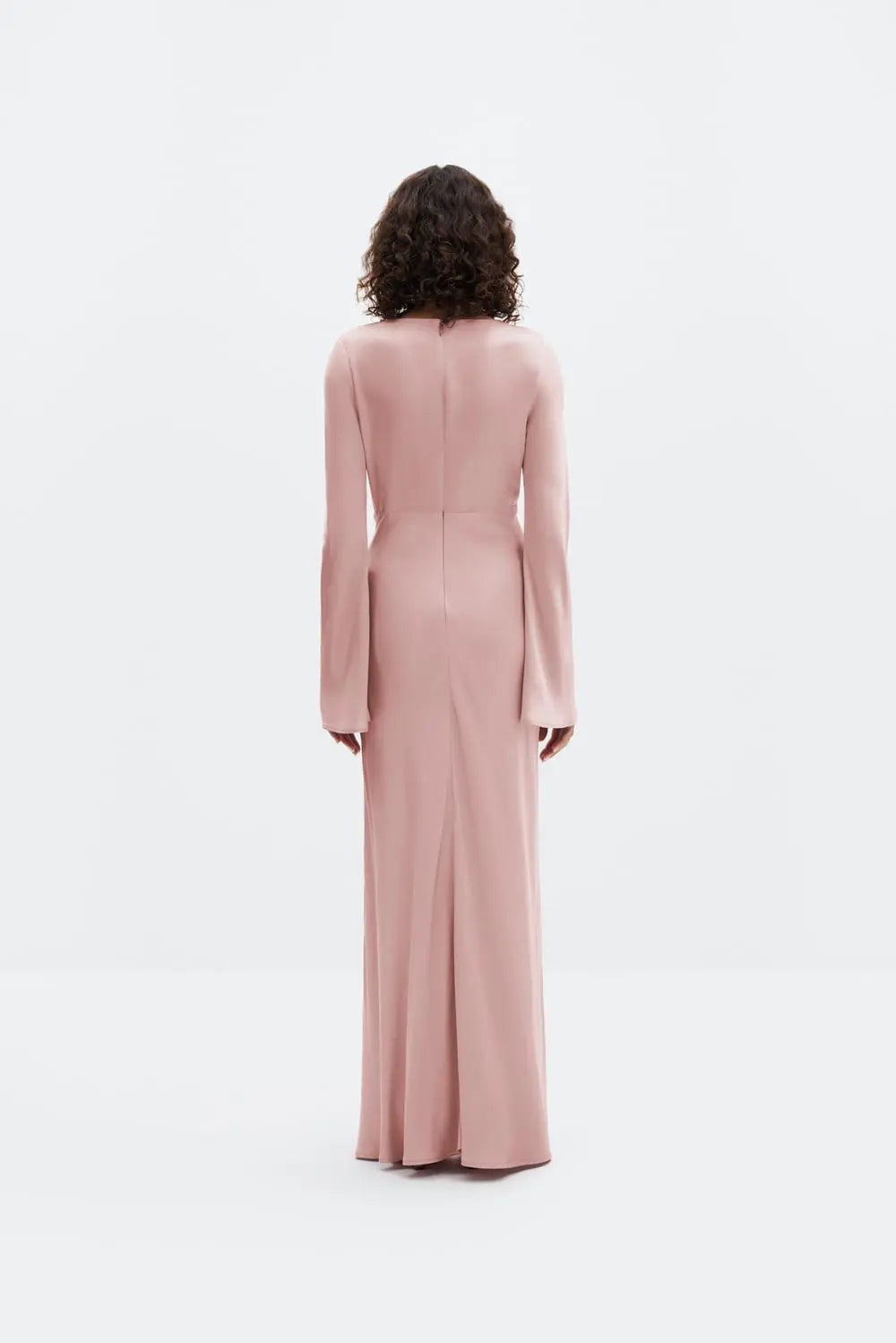 Carolina Flared Sleeve Satin Maxi Dress Blush - Blush