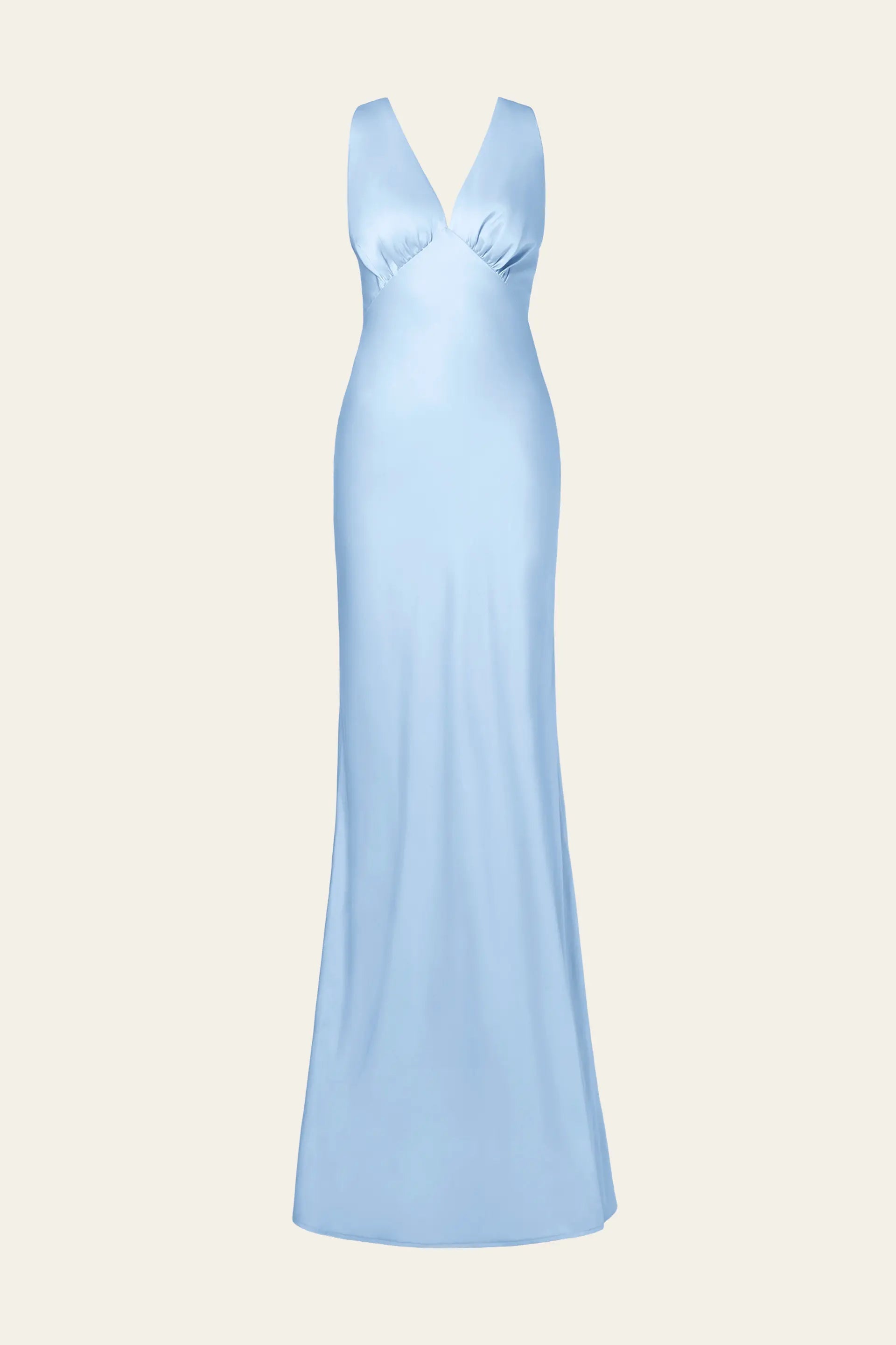 Thelma Open Back Satin Maxi Dress Dusty Blue - Sky Blue