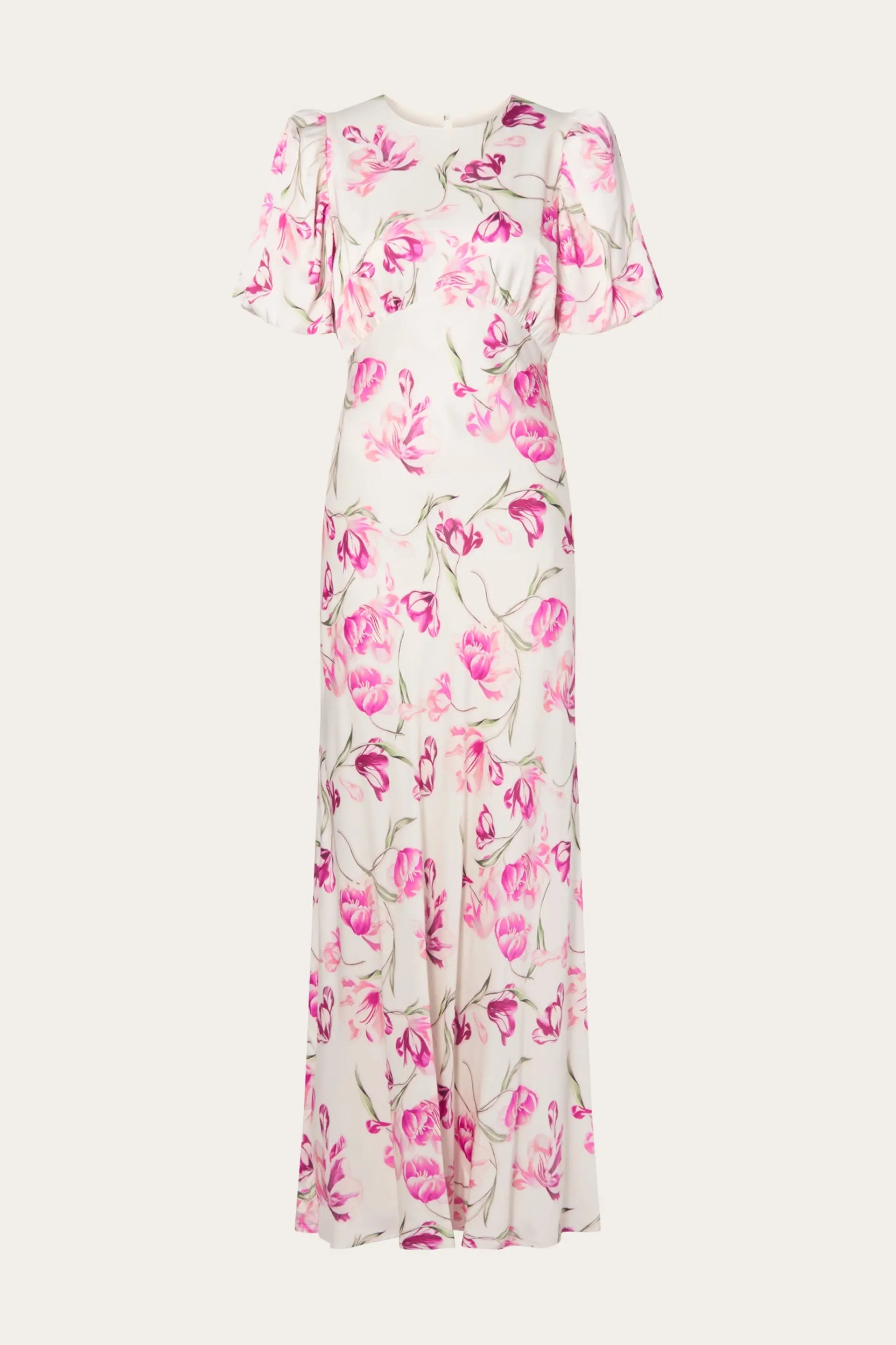 Freja Pouf Sleeve Maxi Dress Tulip Pink - Ivory