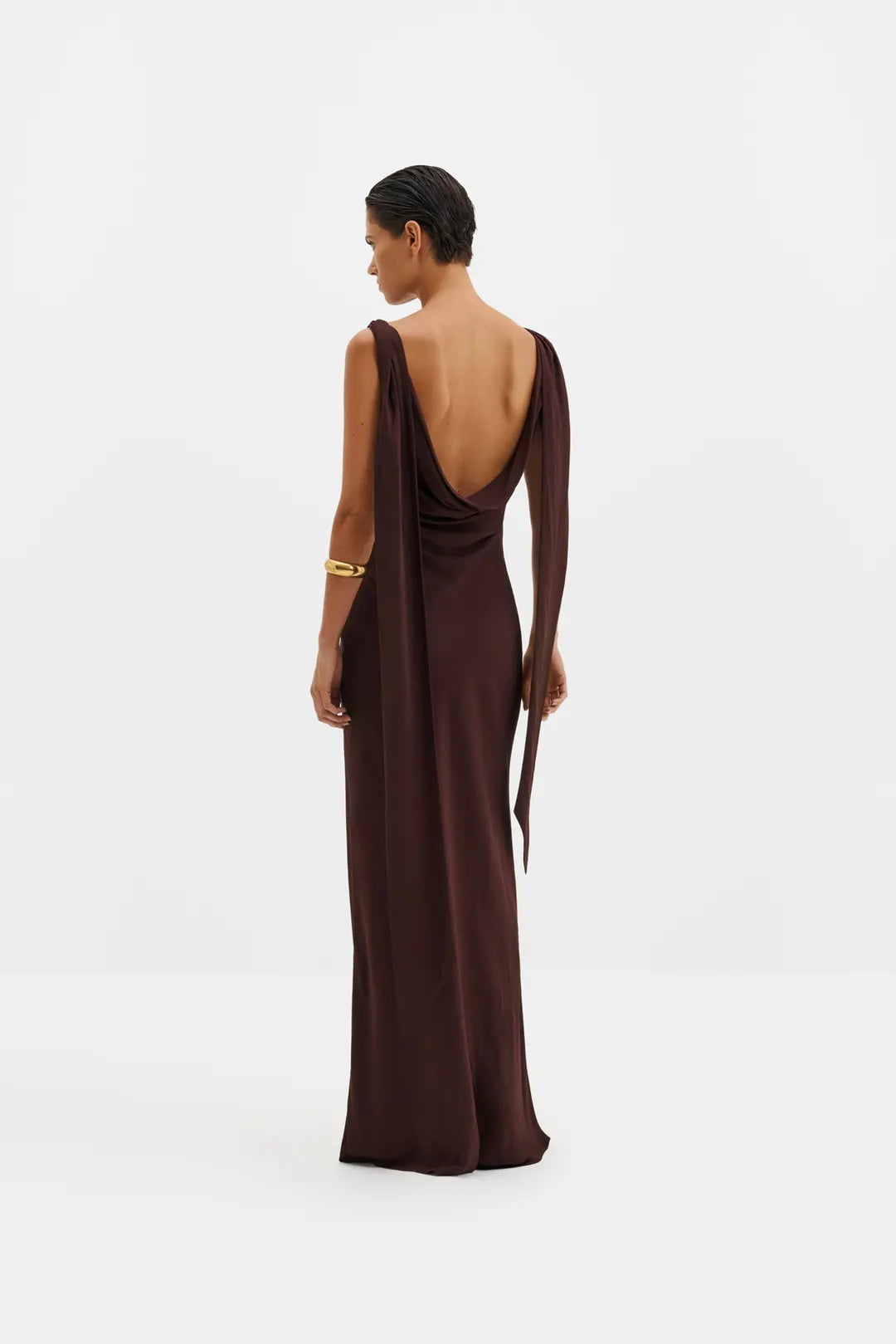 Vida Cowl Neck Scarf Maxi Dress Espresso - Beige