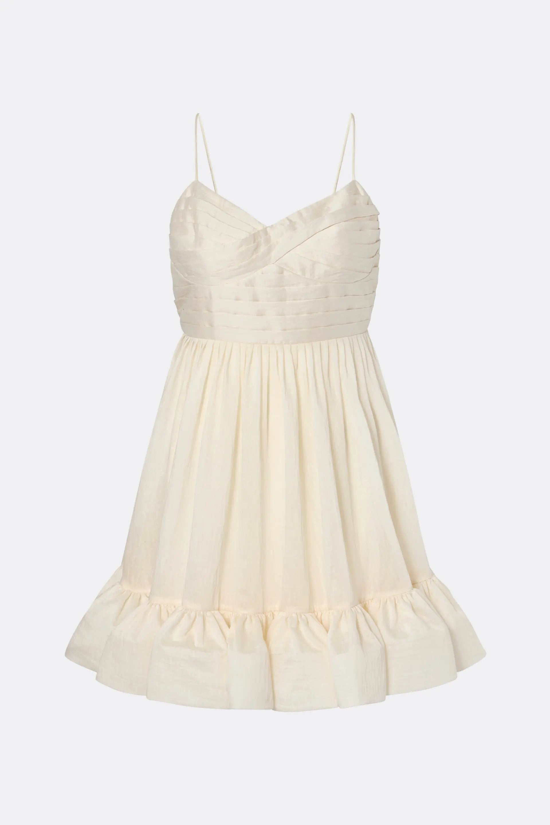 Hera Tie-Back Ruffled Mini Dress Pearl - Off-White