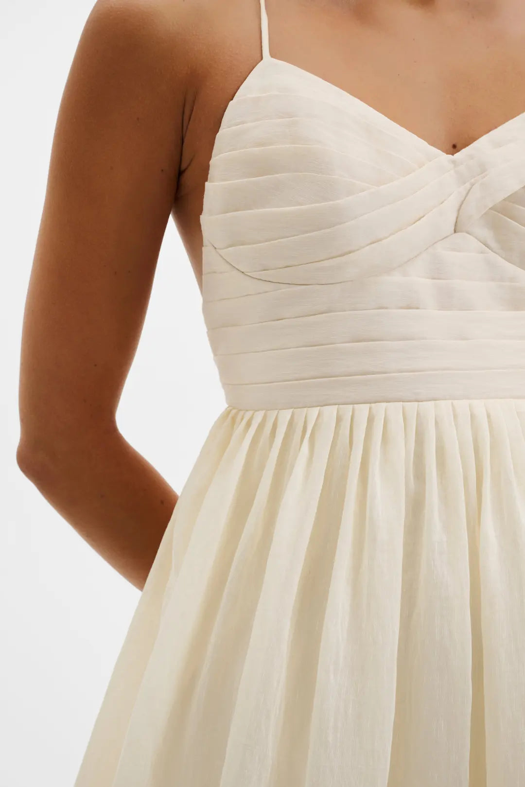 Hera Tie-Back Ruffled Mini Dress Pearl - Off-White