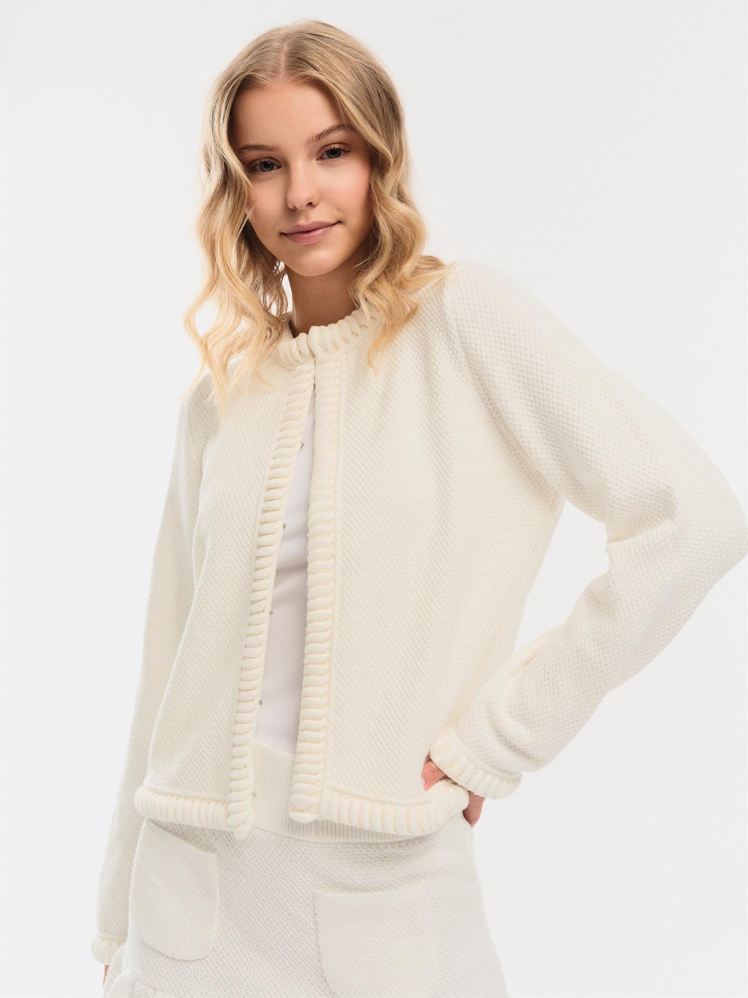 Claire Cotton Cardigan White - White