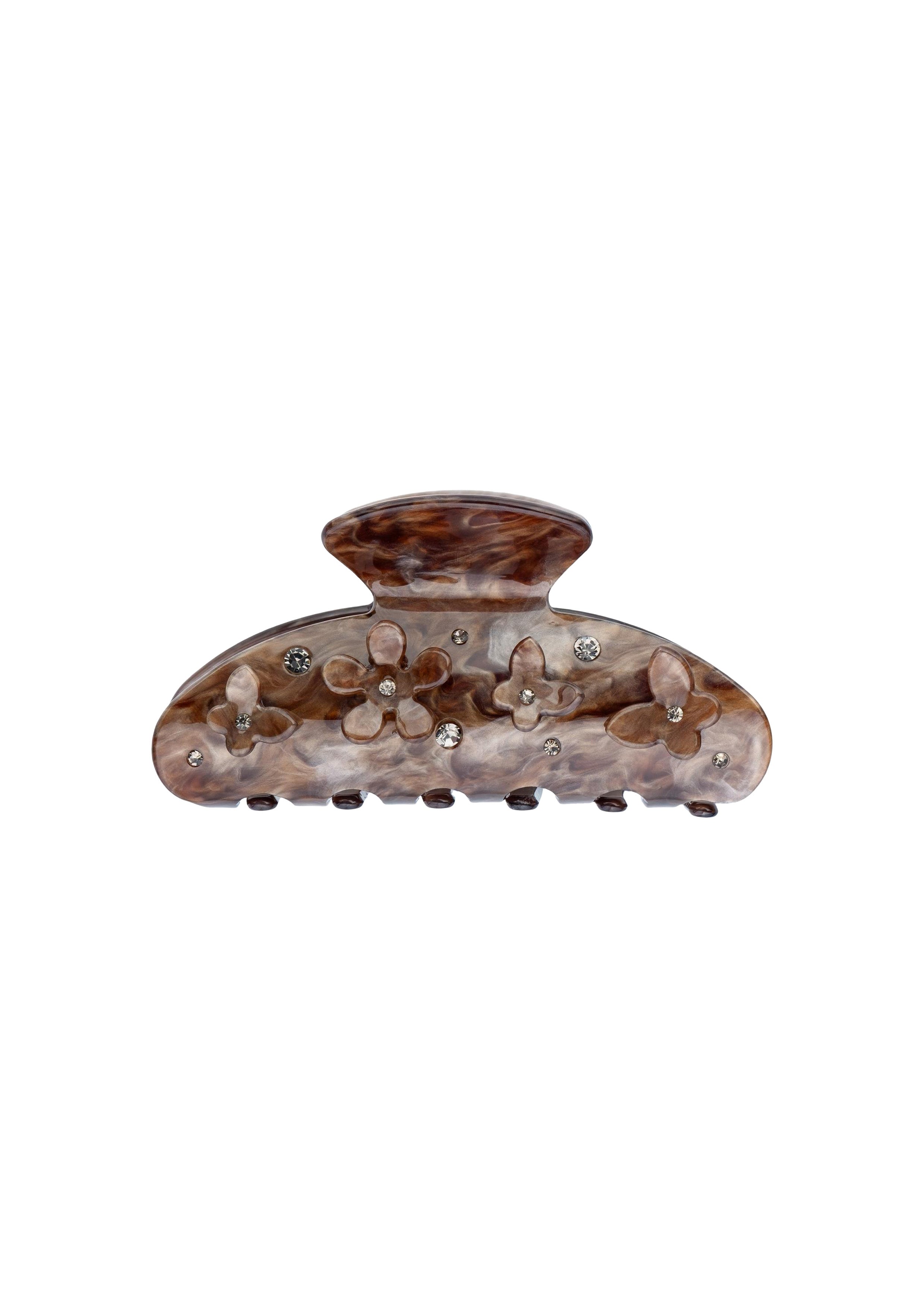 Flower & Butterfly Hair Claw Chocolate Brown - Chocolate