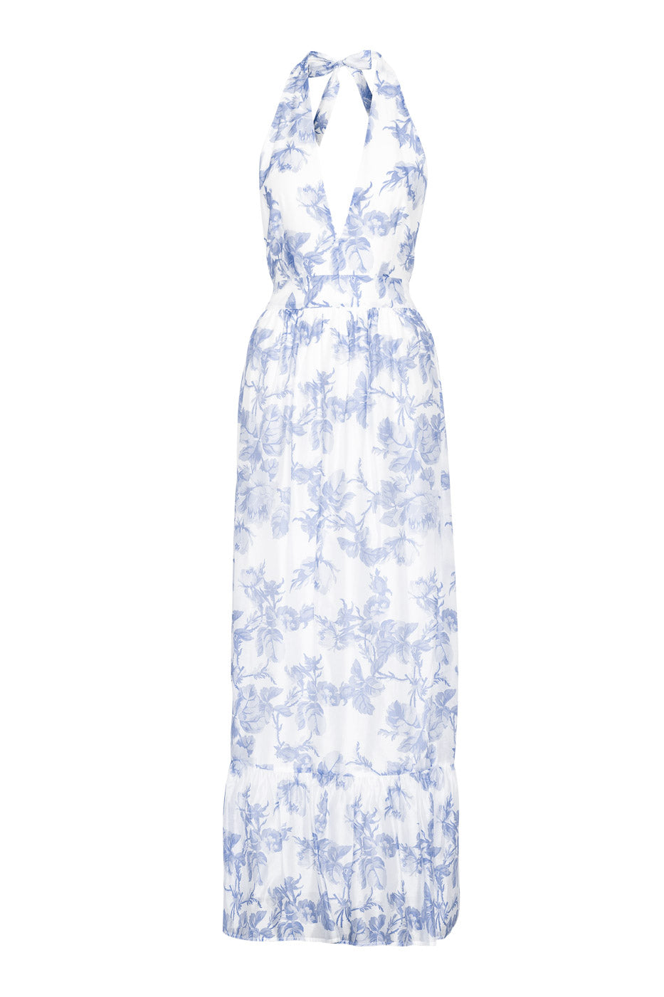 Tulip Maxi Dress Bluebell Bliss - White