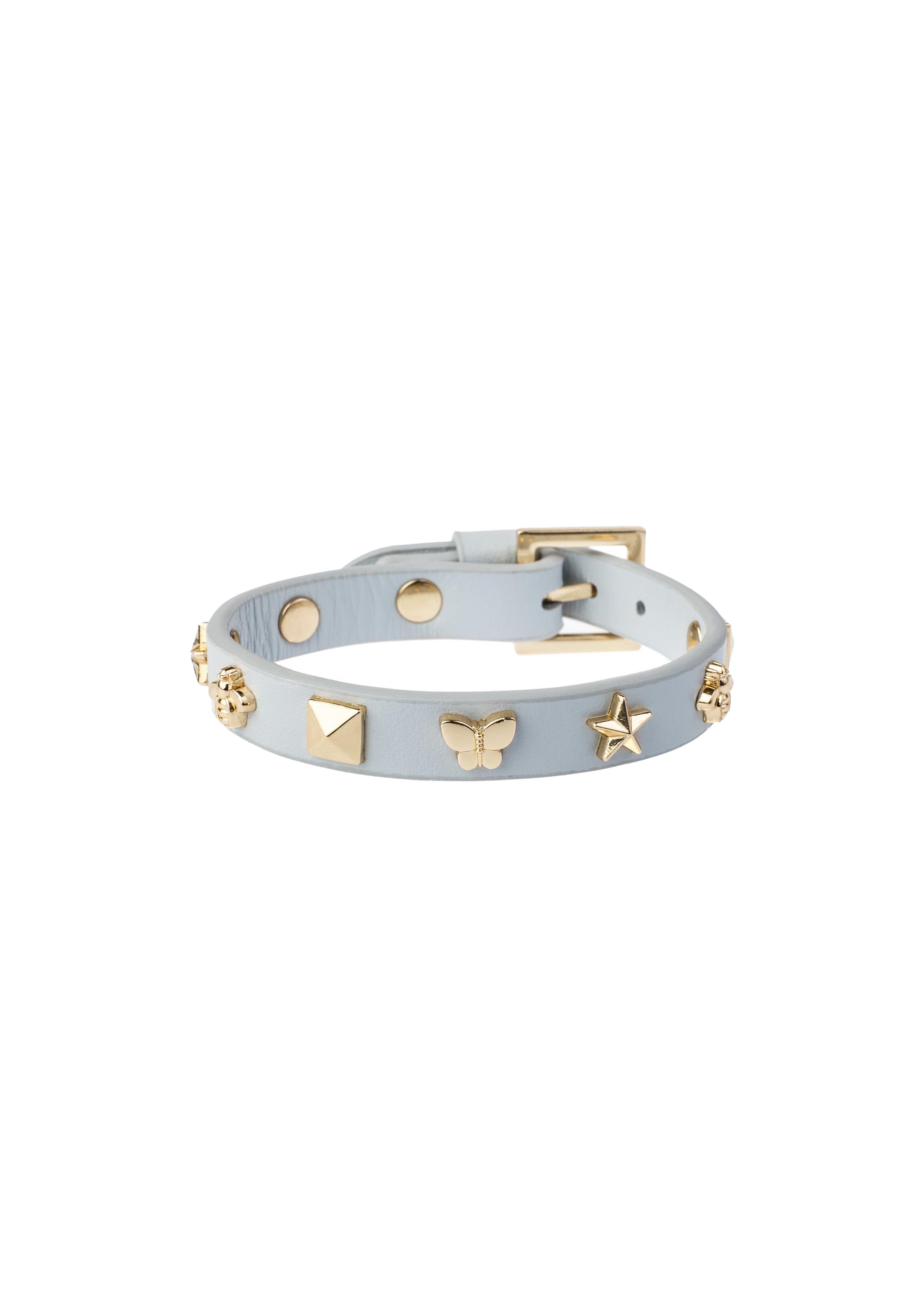 Leather Sign Stud Bracelet Cool Blue - Sky Blue