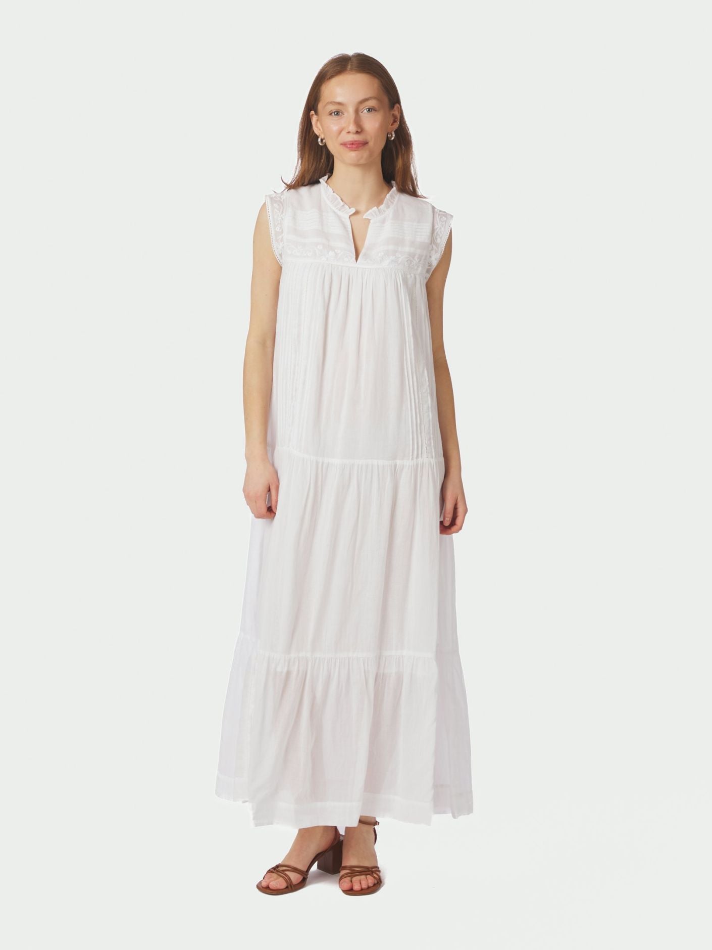 Veana S Voile Maxi Dress White - White