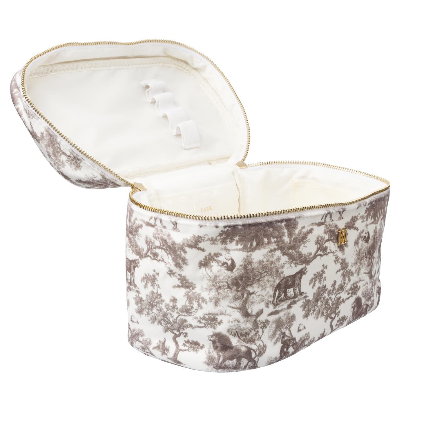 Velvet Vanity Bag Large Warm Taupe Savannah Pattern - Beige