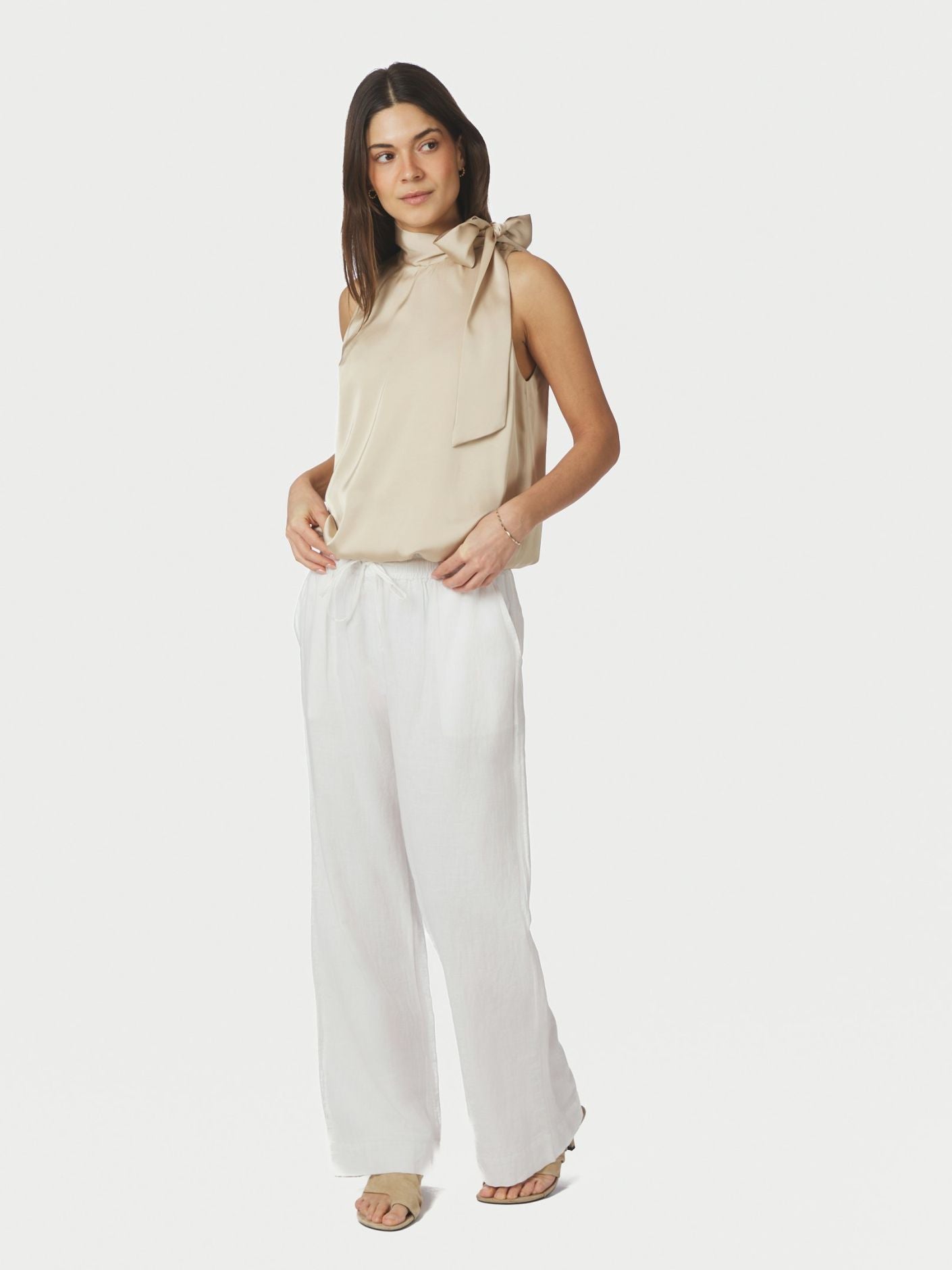 Veda Heavy Sateen Top Dark Sand - Beige