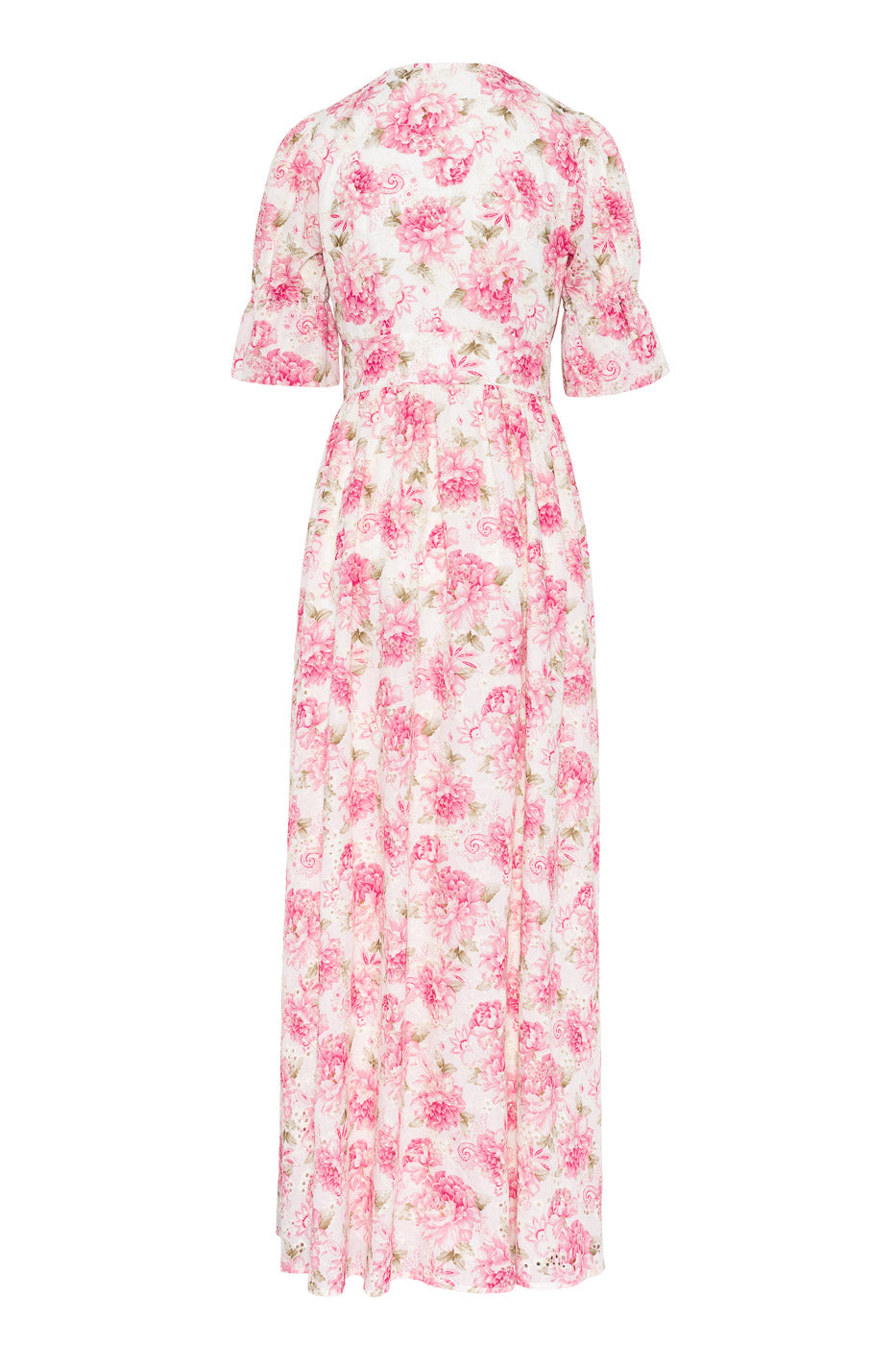 Evie Maxi Dress Peony Pop Pin - White