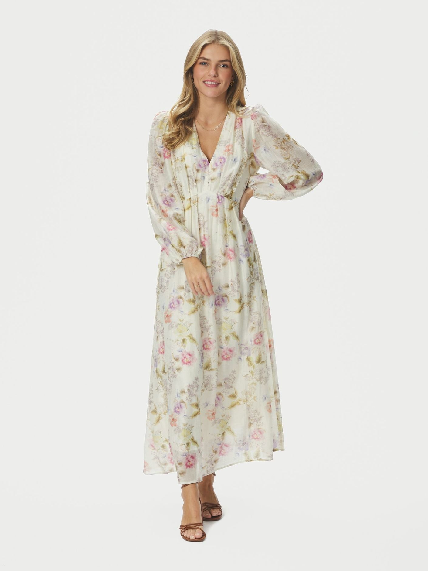Silfi Vintage Flower Dress Off White - Off-White