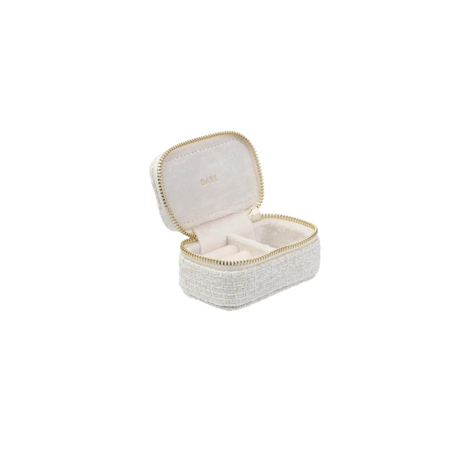 Tweed Jewellery Box Micro Off White w/ Sand - Off-White