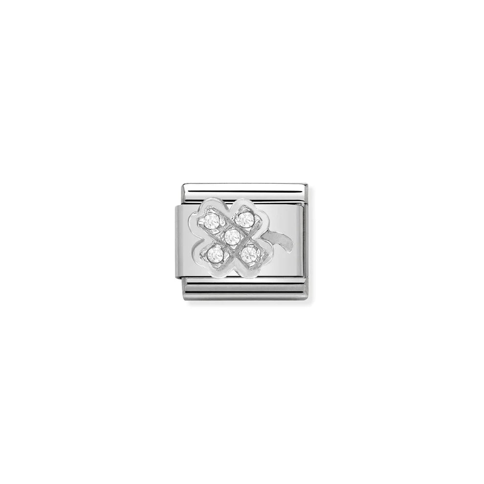 Clover In Silver And Stones - Silver
