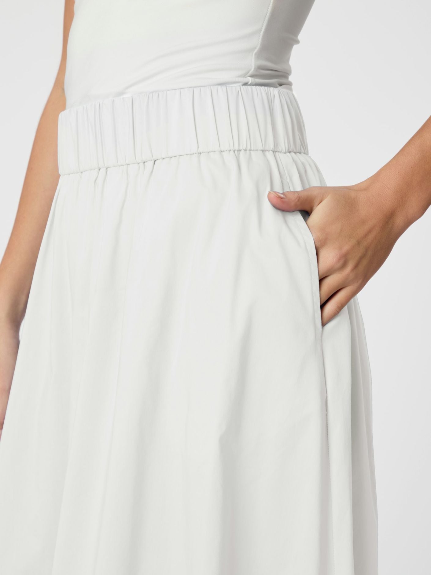 Yara Long Poplin Skirt White - White