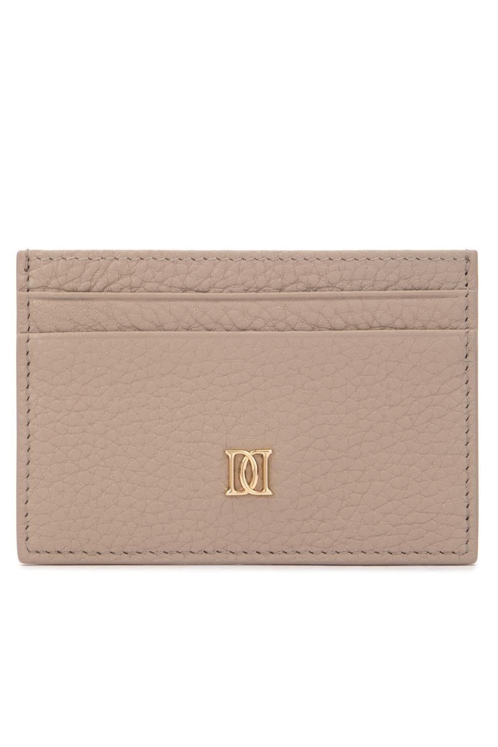 Leather Card Holder Grain Dark Sand - Beige