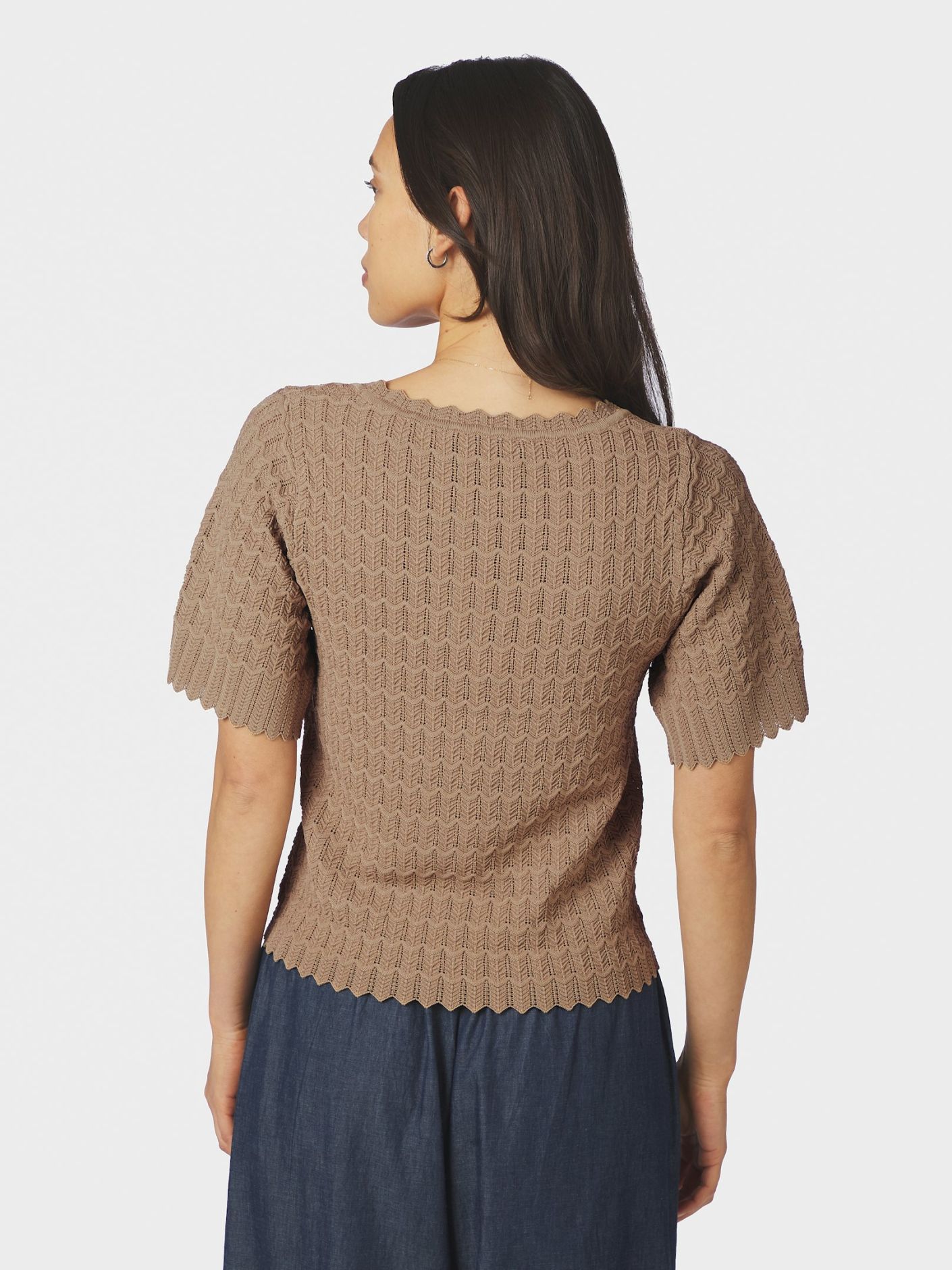 Meiko Fine Crochet Blouse Taupe - Beige