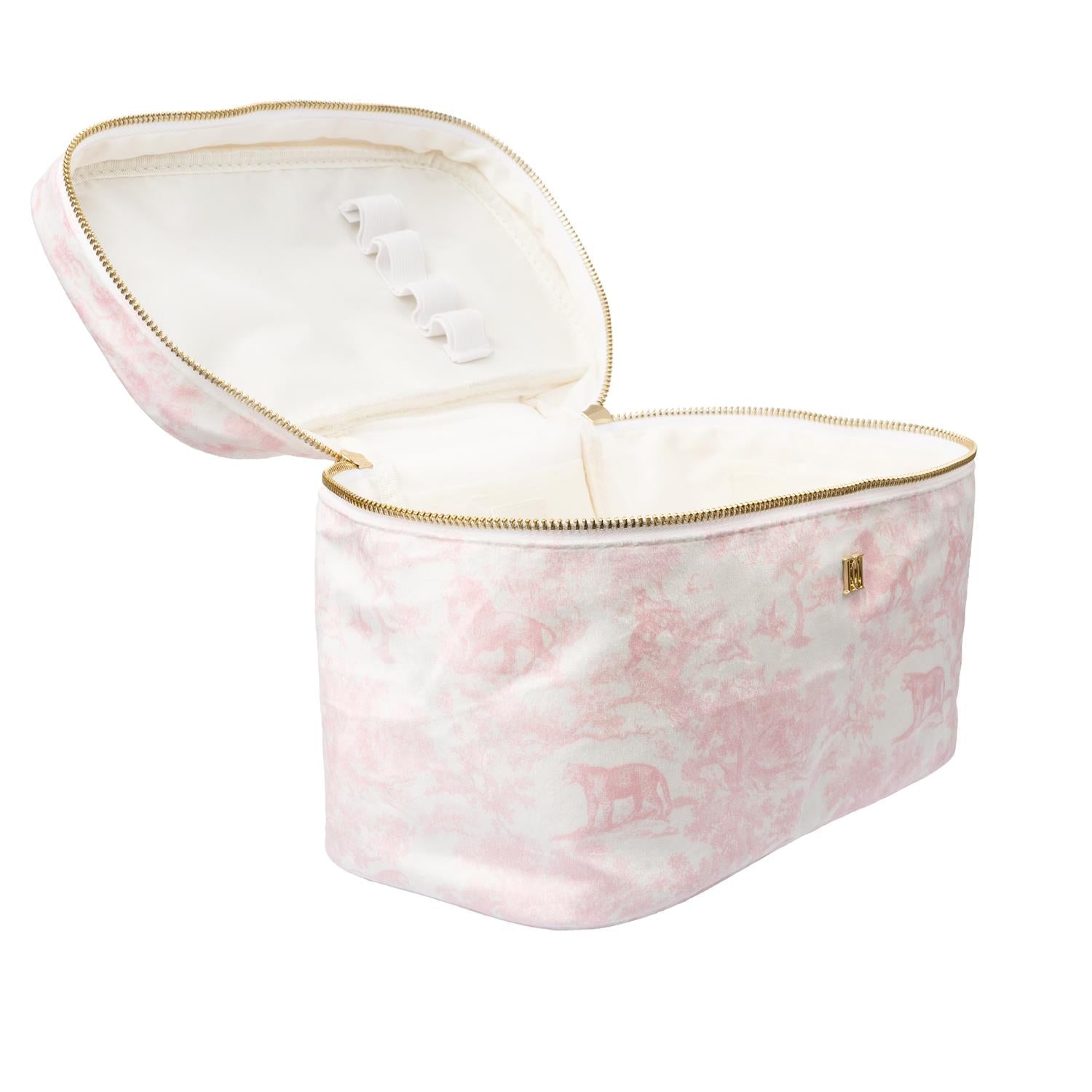 Velvet Vanity Bag Large Cotton Candy Savannah Pattern - Pink