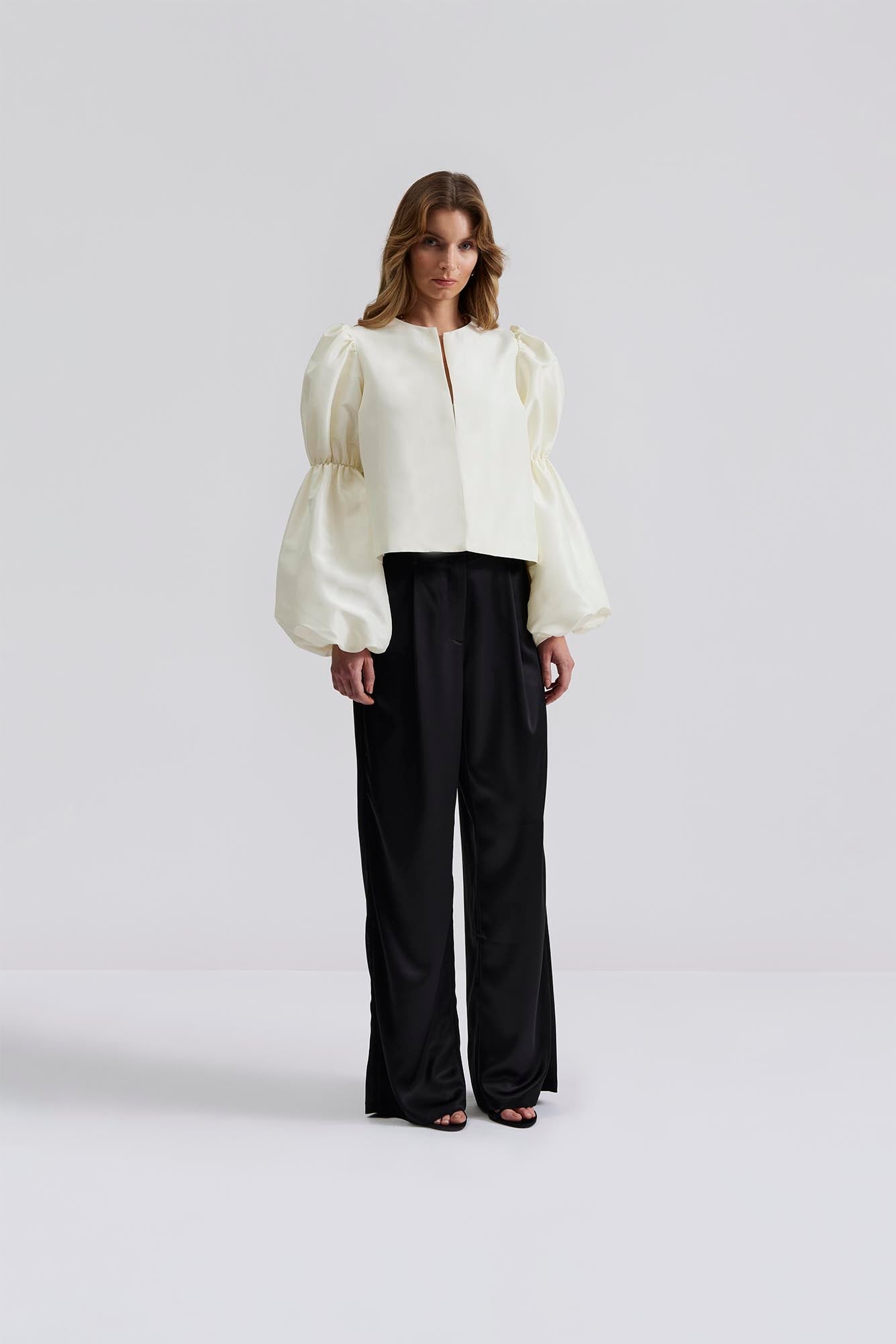 Zoey Double Pouf Sleeve Blouse Vanilla - Cream